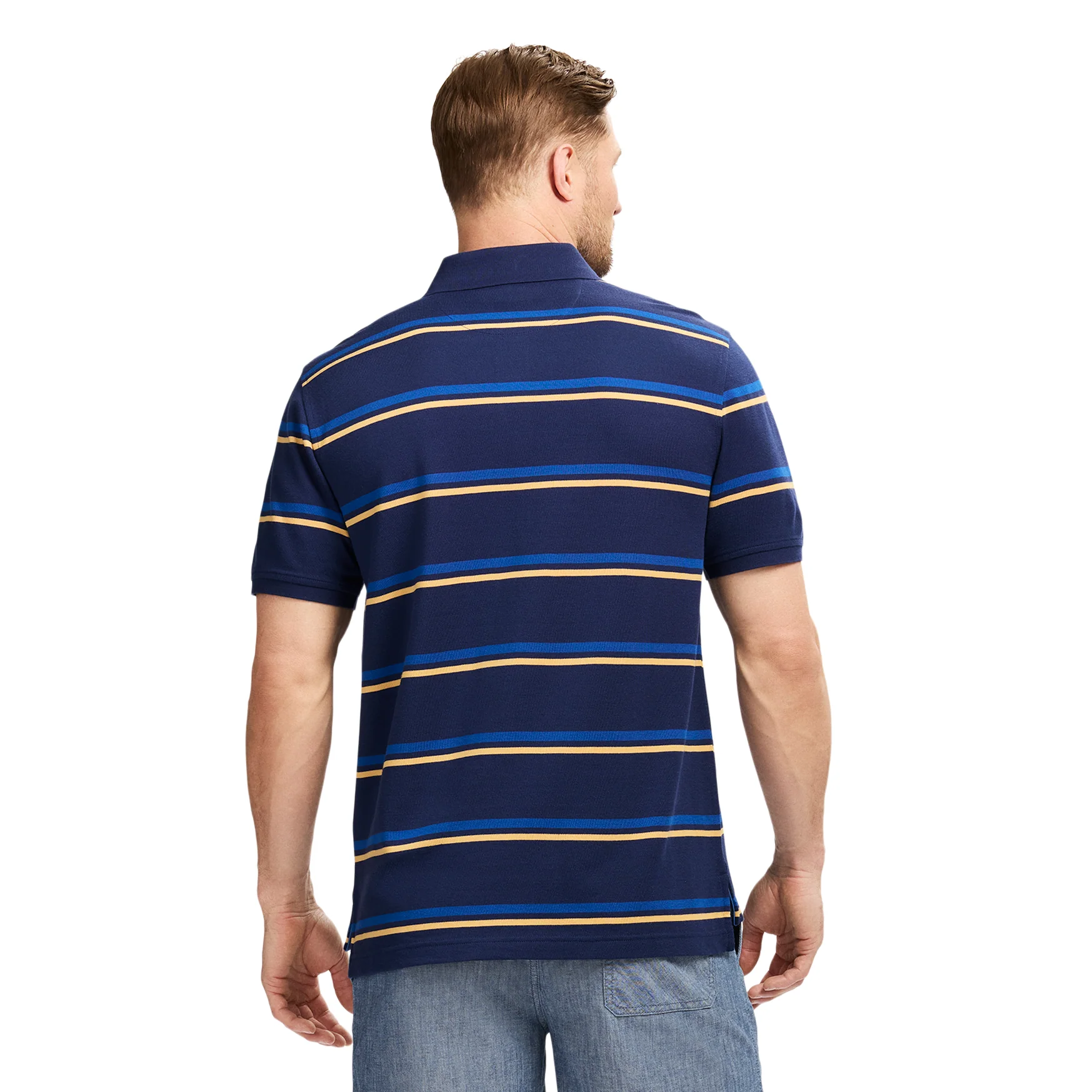 ADVANTAGE PERFORMANCE STRIPED POLO - MEDIEVAL BLUE - Image 3