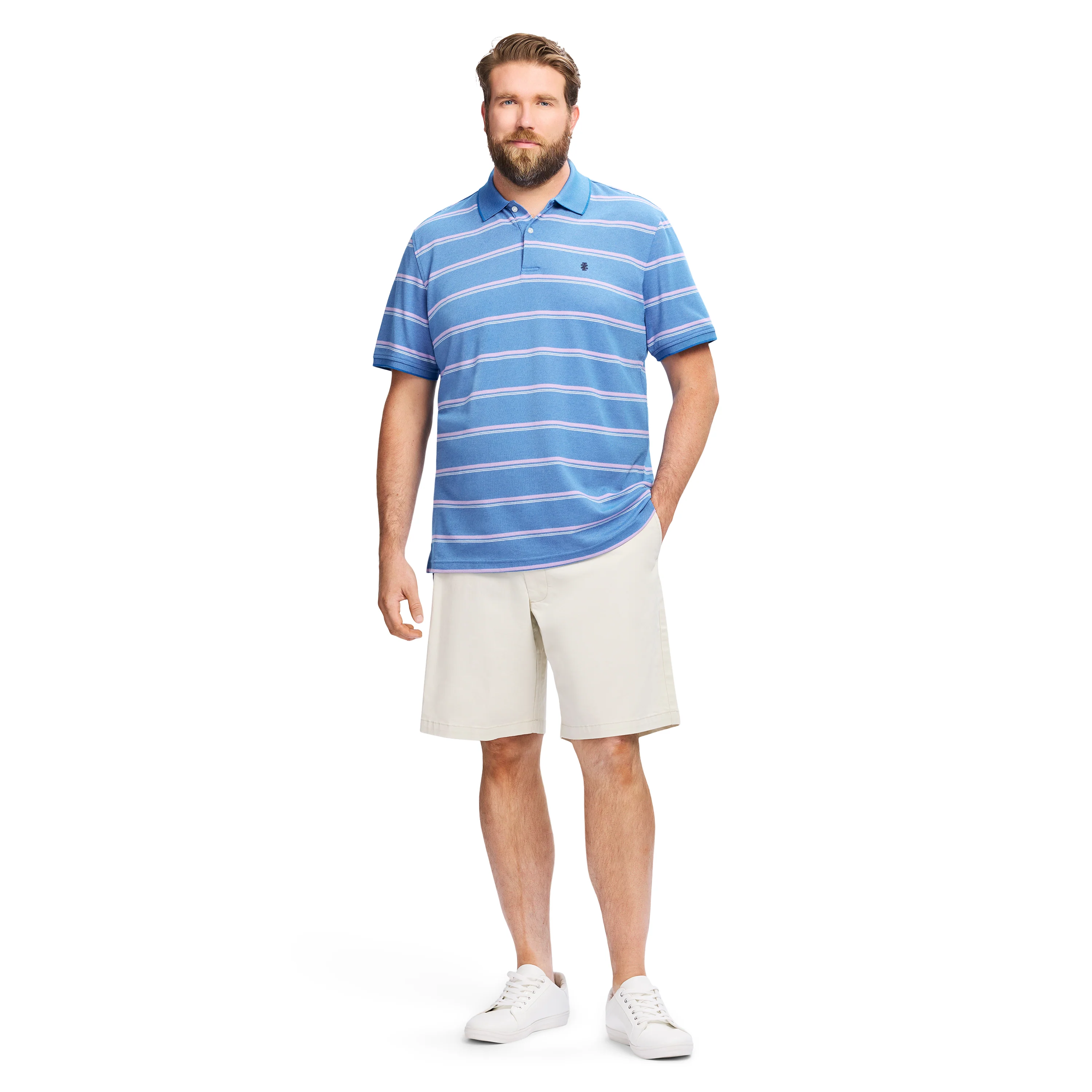 BIG & TALL ADVANTAGE PERFORMANCE STRIPED POLO - LAPIS BLUE - Image 2