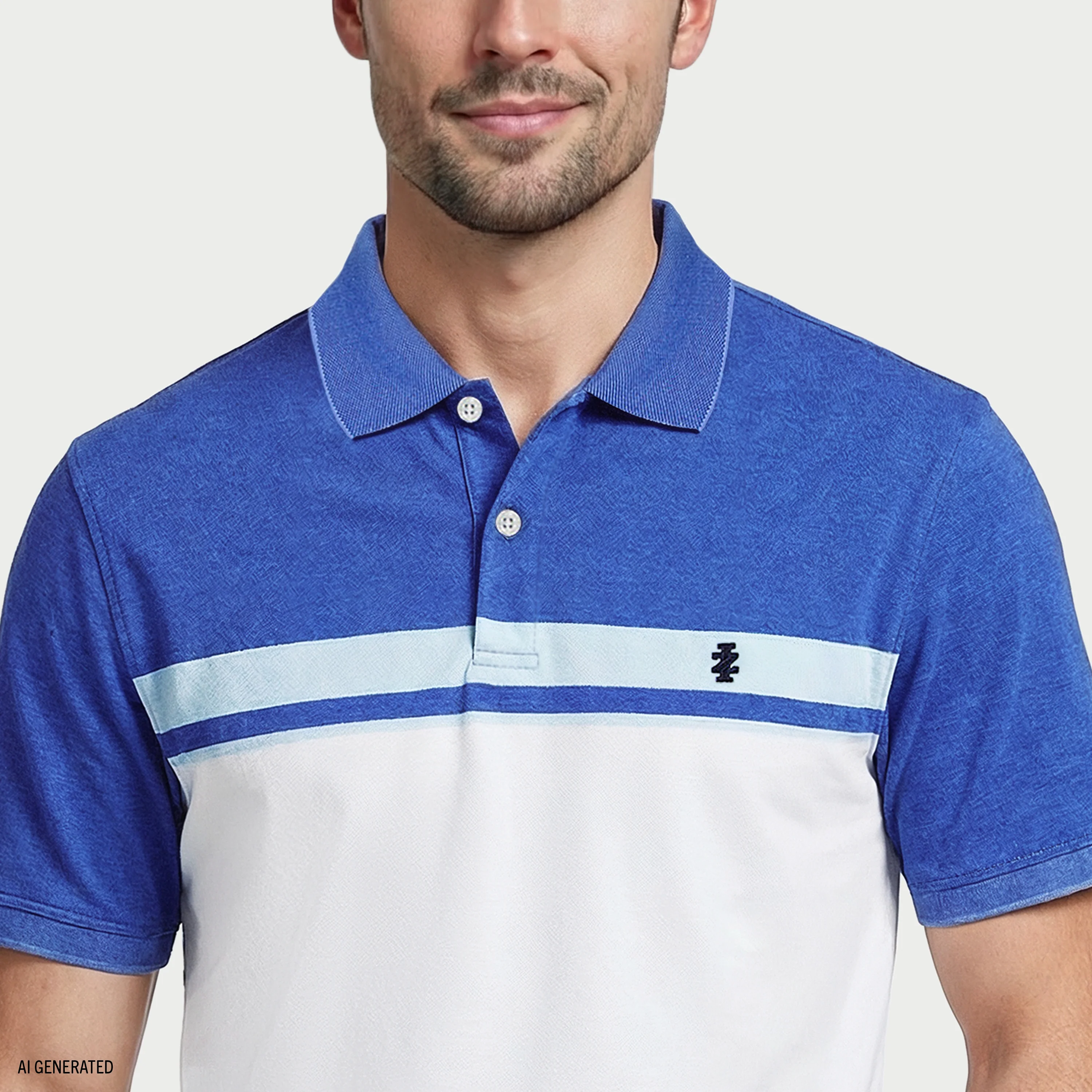 ADVANTAGE PERFORMANCE STRIPED POLO - CORNFLOWER BLUE - Image 3