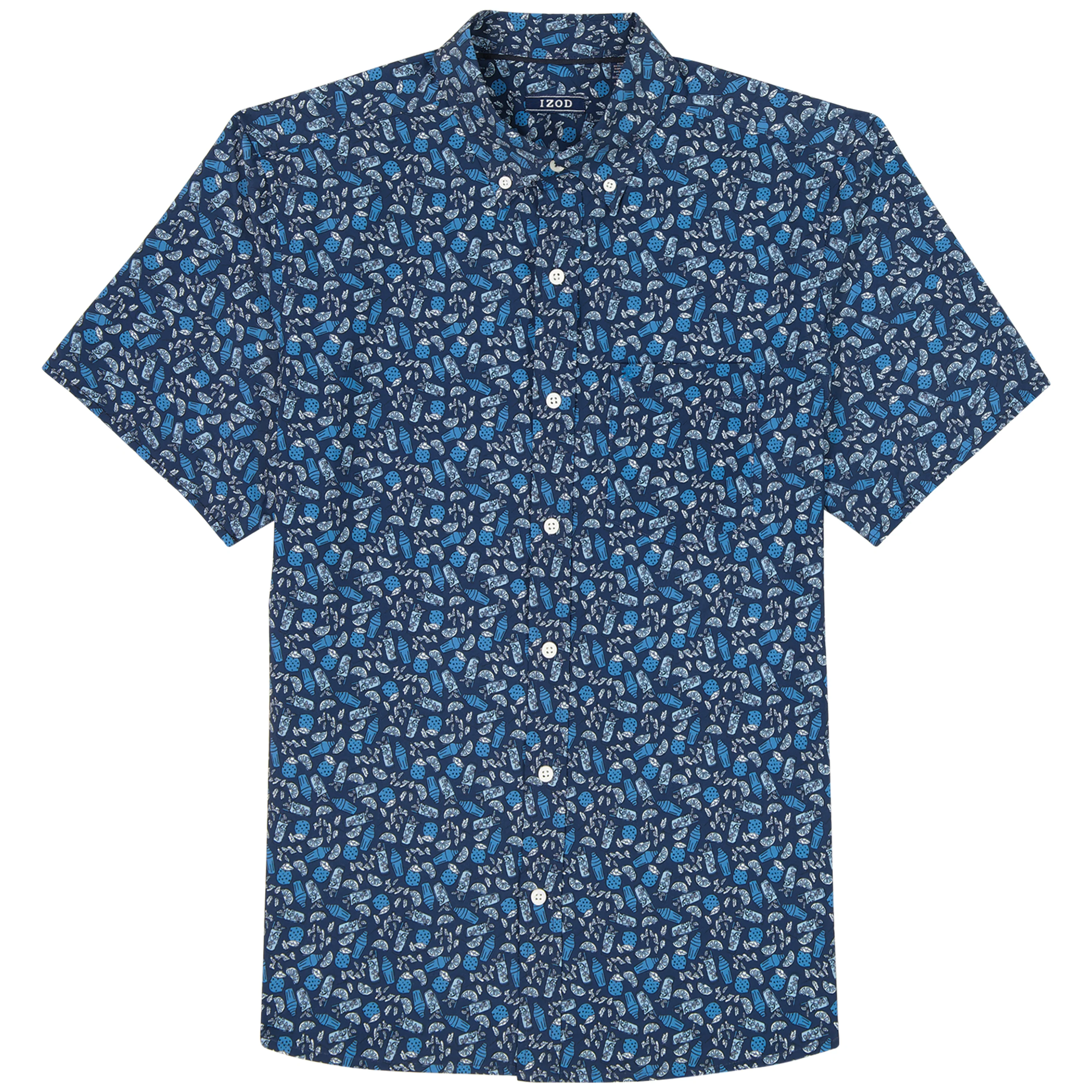 BREEZE SHORT SLEEVE PRINTED BUTTON DOWN SHIRT - MEDIEVAL BLUE - Image 4