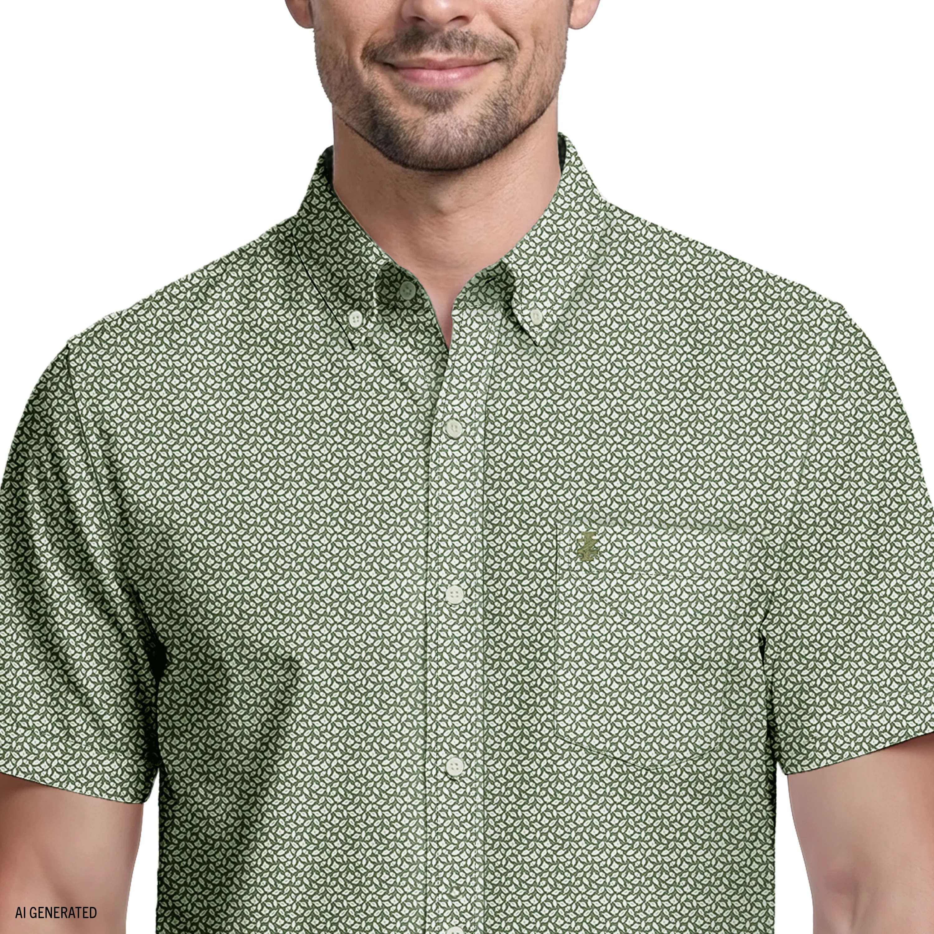 BREEZE SHORT SLEEVE PRINTED BUTTON DOWN SHIRT - LAUREL WREATH - Image 3