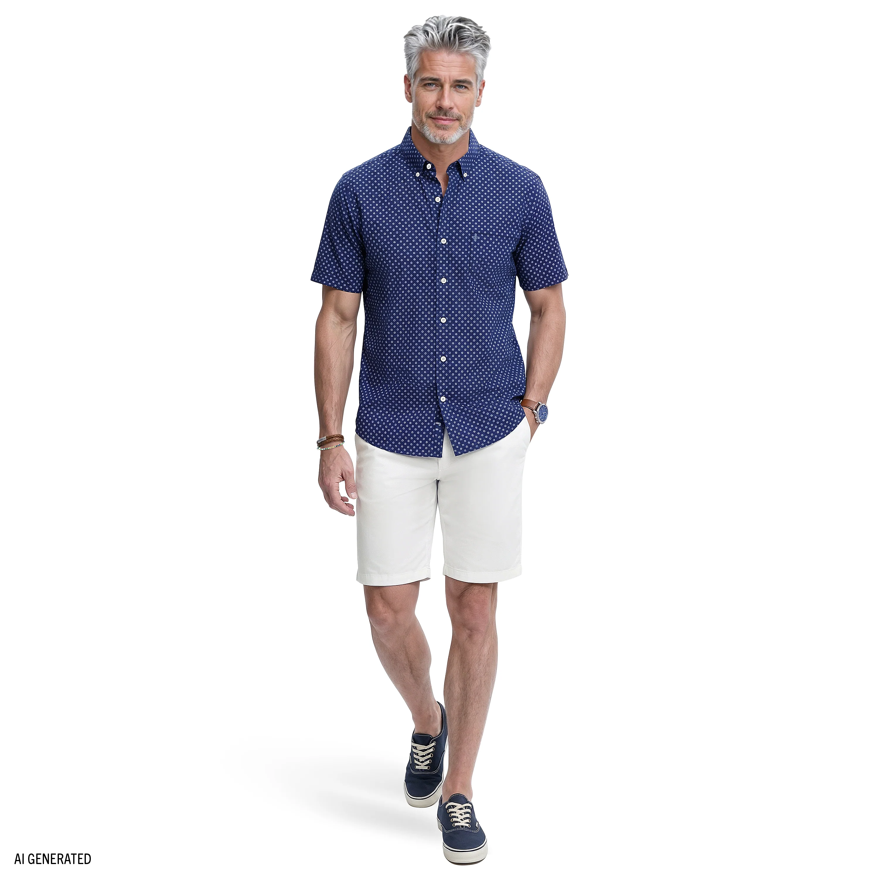 BREEZE S/S PRINTED BUTTON-DOWN SHIRT - TWILIGHT BLUE - Image 2