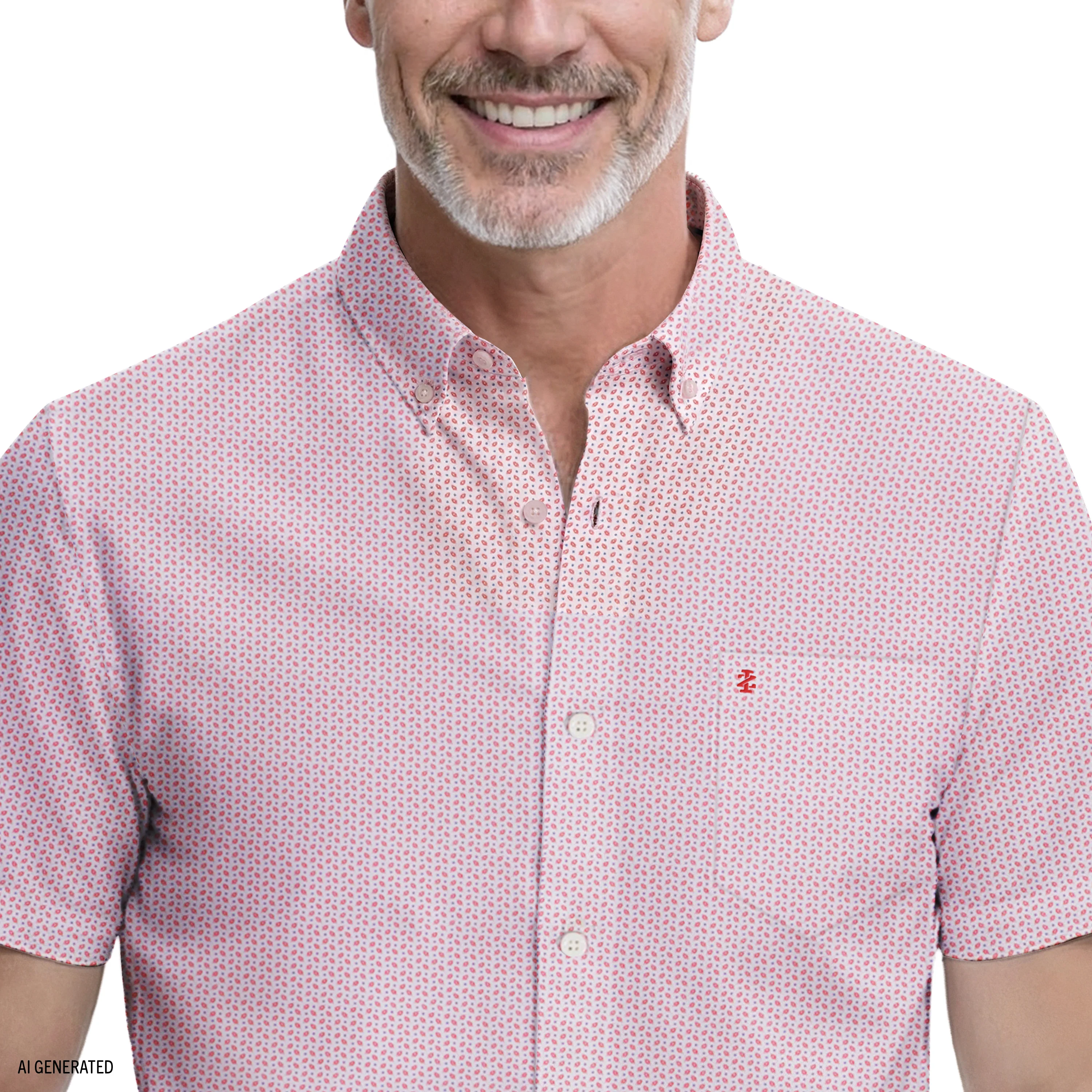 BREEZE S/S PRINTED BUTTON-DOWN SHIRT - PINK LEMONADE - Image 3