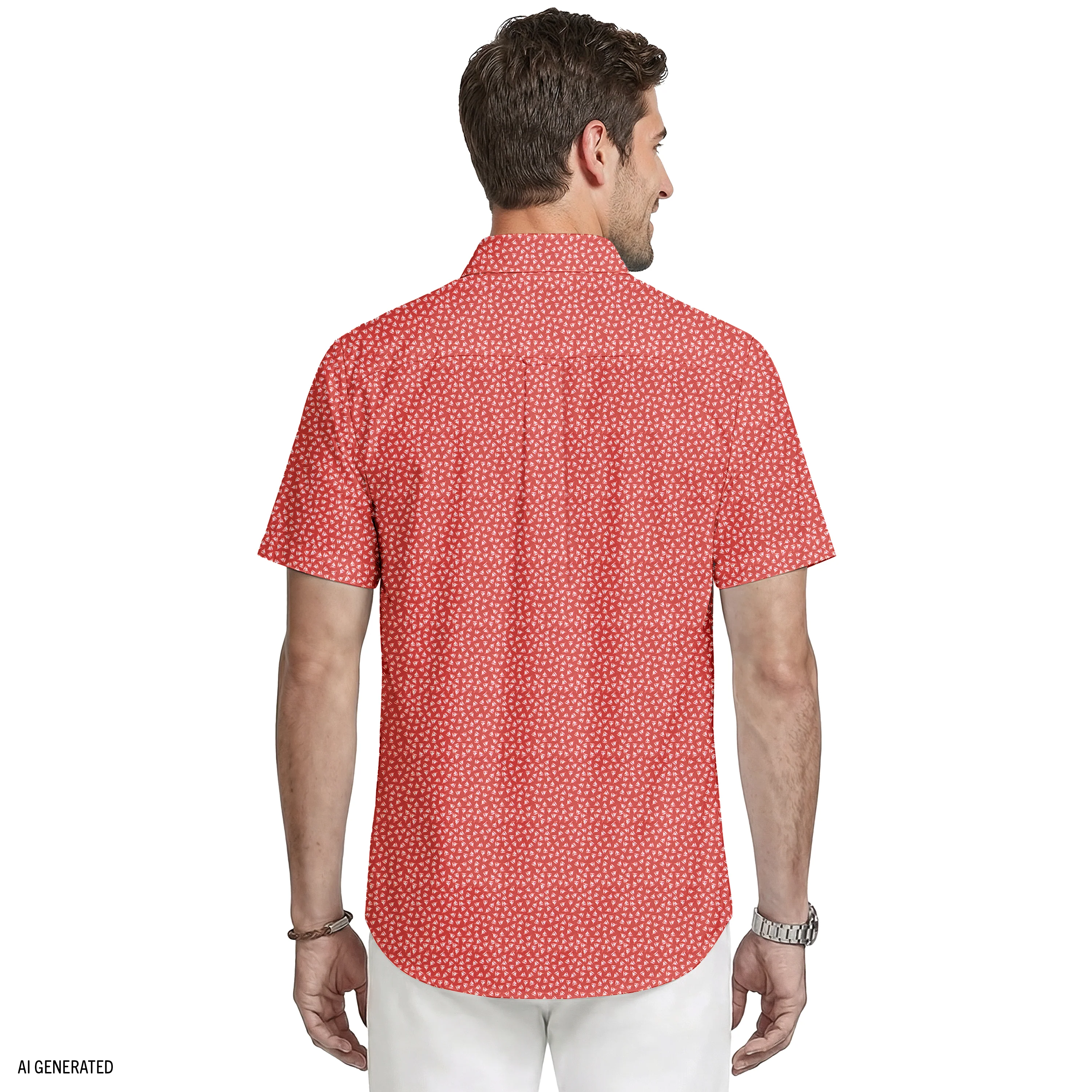 BREEZE S/S PRINTED BUTTON-DOWN SHIRT - SALTWATER RED - Image 4