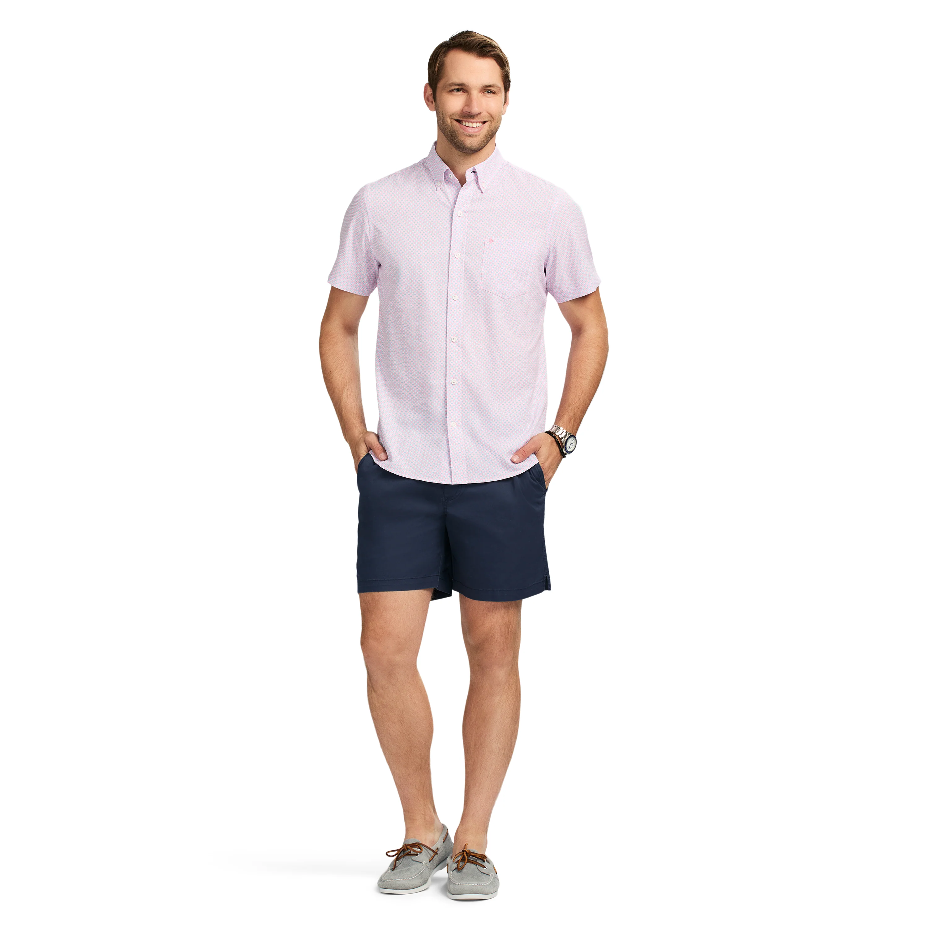 BREEZE S/S PRINTED BUTTON-DOWN SHIRT - PRISM PINK - Image 3