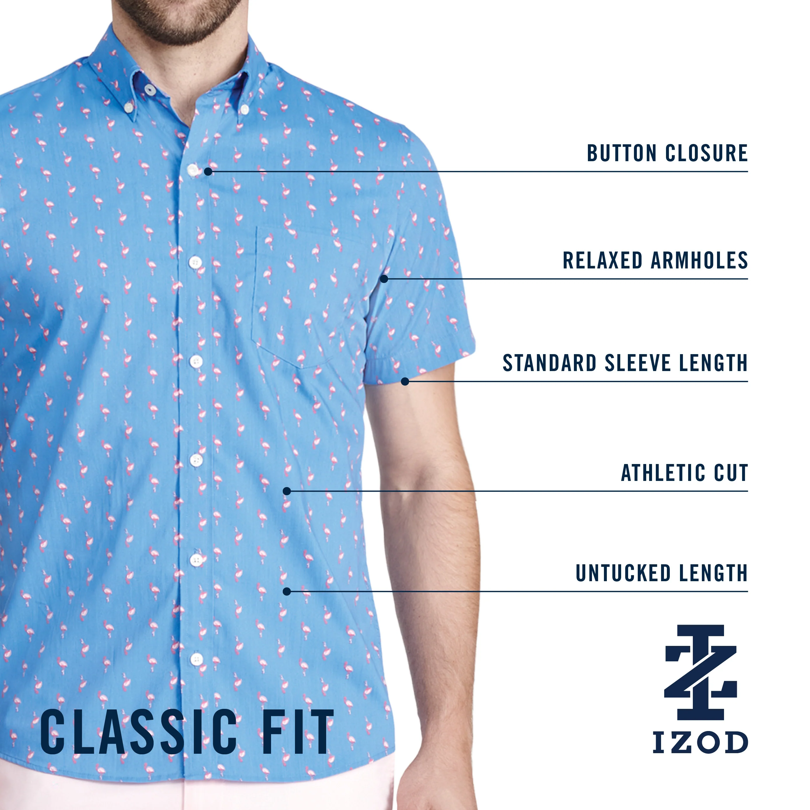 BREEZE S/S PRINTED BUTTON-DOWN SHIRT - BRIGHT COBALT - Image 5