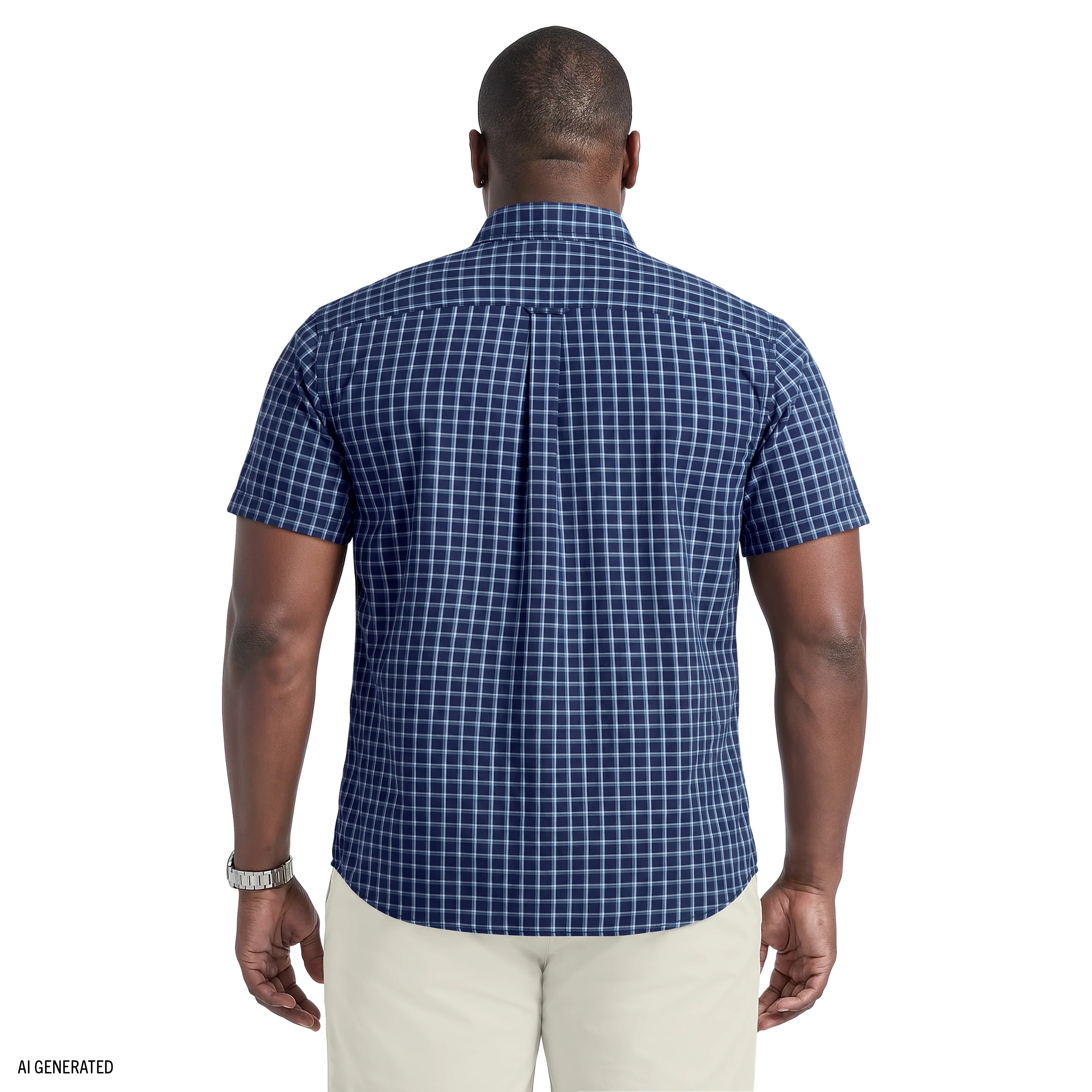 BIG & TALL BREEZE SHORT SLEEVE BUTTON DOWN SHIRT - MEDIEVAL BLUE - Image 4