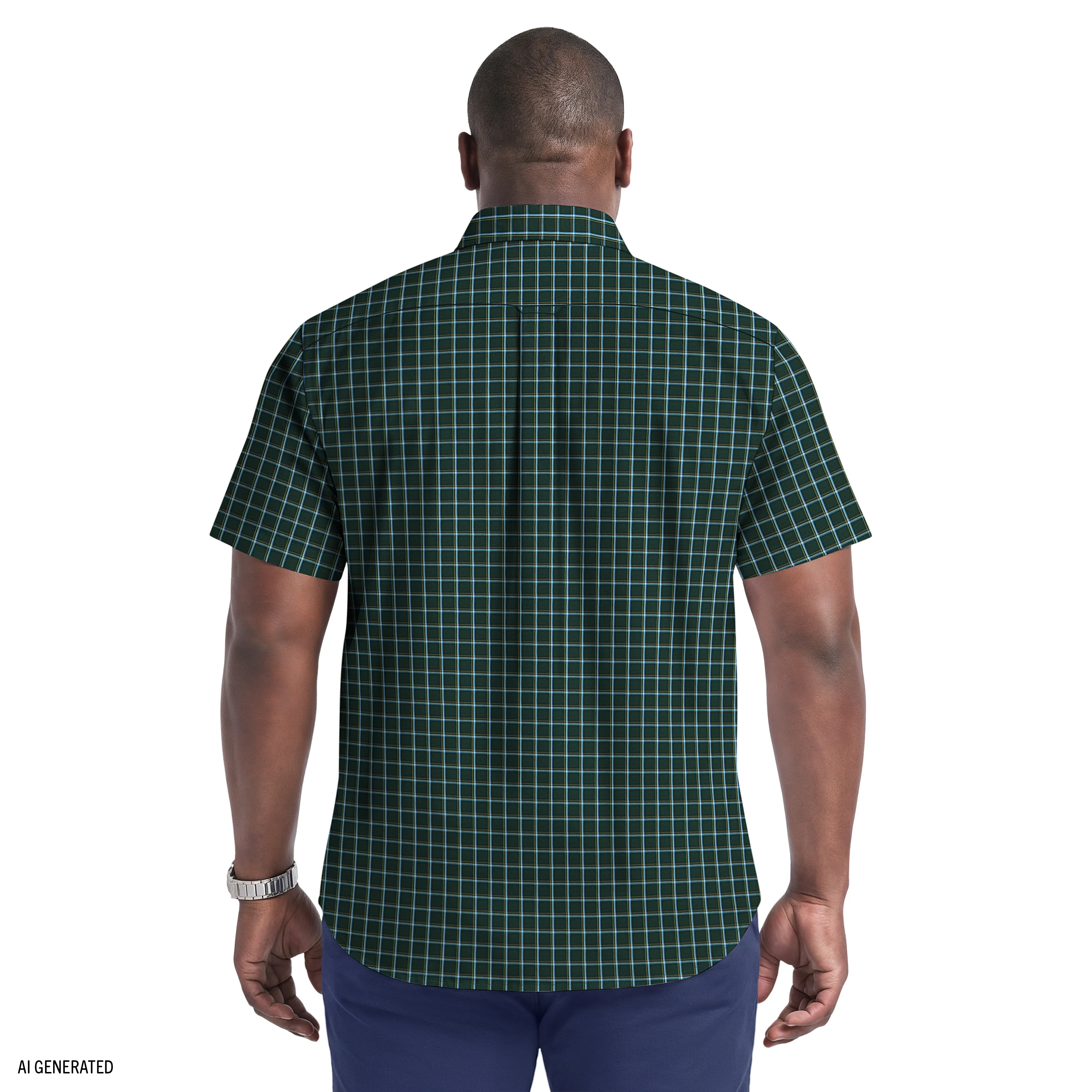 BIG & TALL BREEZE SHORT SLEEVE BUTTON DOWN SHIRT - TANAGER TURQUOISE - Image 4