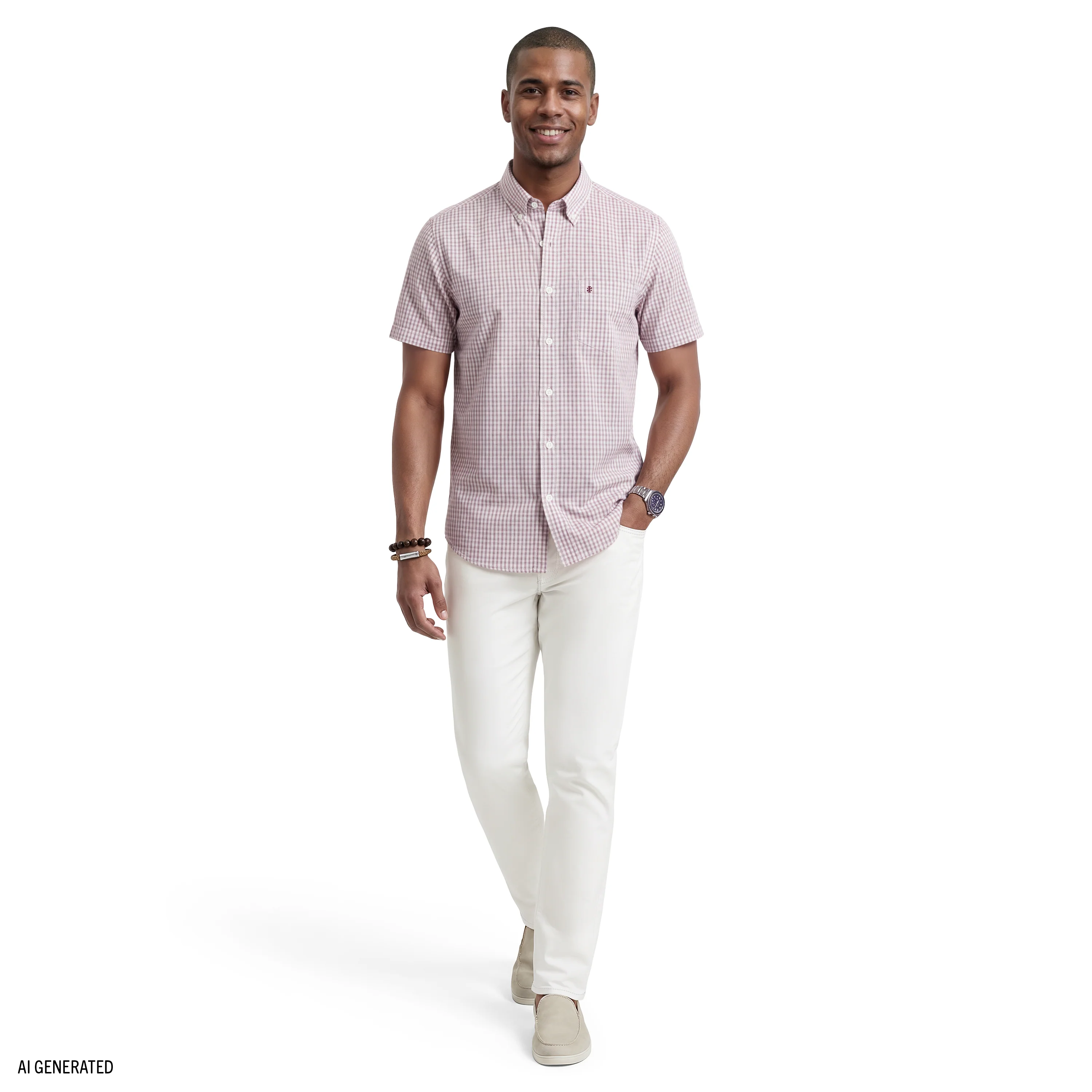 BREEZE SHORT SLEEVE BUTTON DOWN SHIRT - GRAPE WINE - Image 2