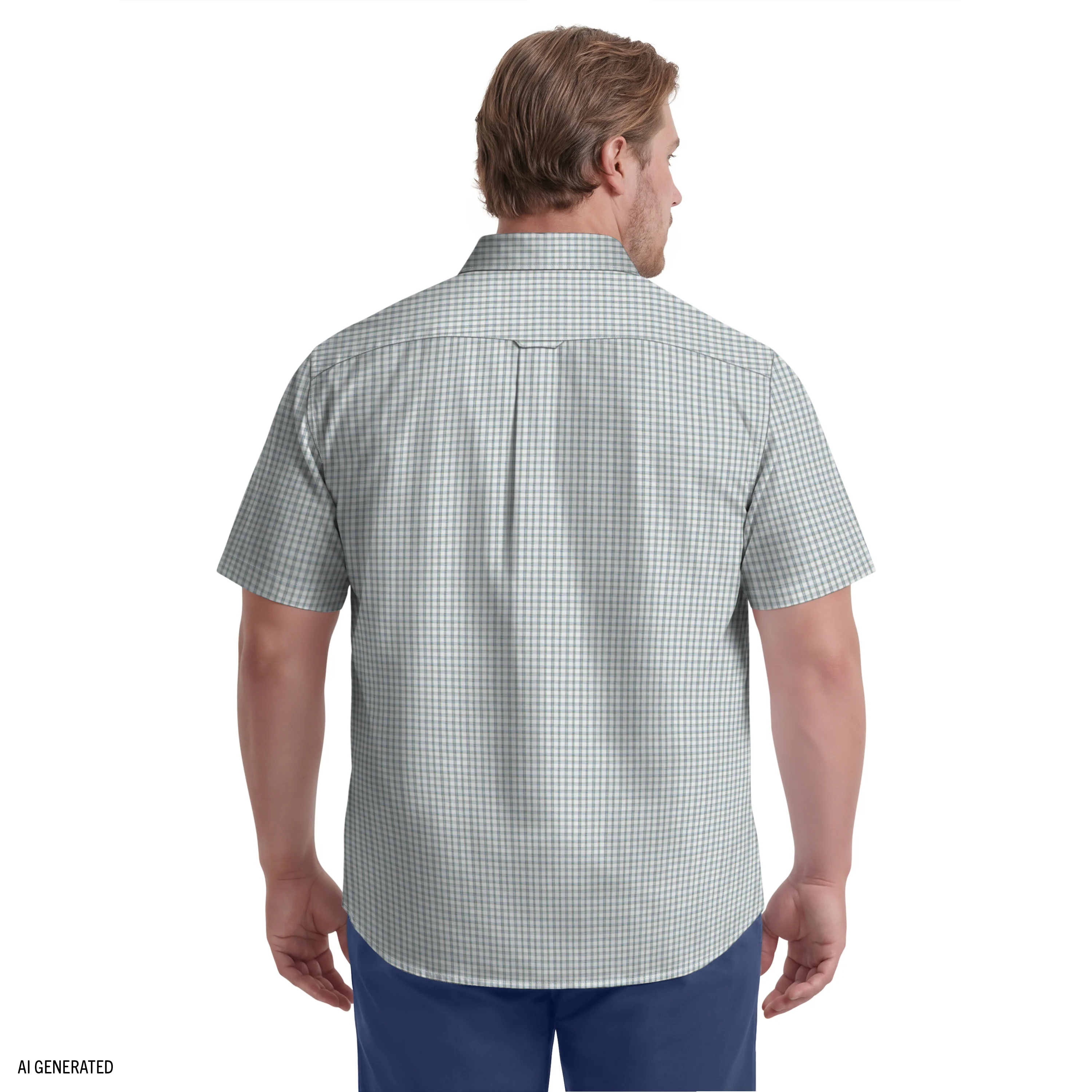 BIG & TALL BREEZE SHORT SLEEVE BUTTON DOWN SHIRT - SYCAMORE - Image 4