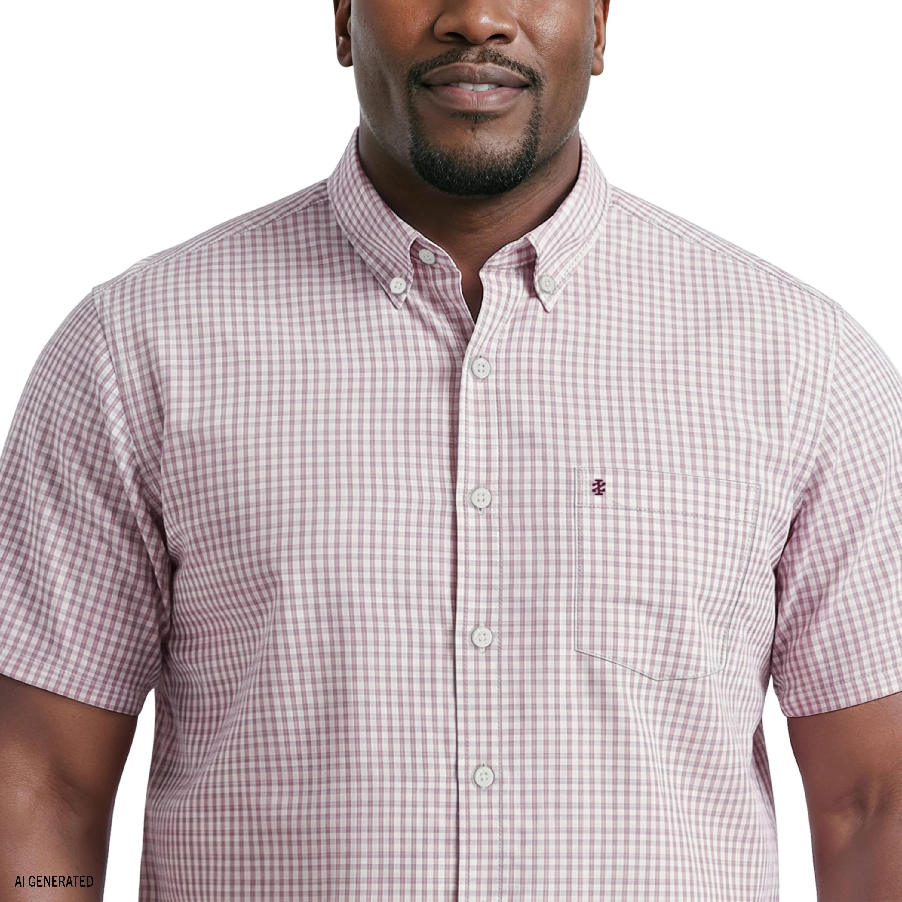 BIG & TALL BREEZE SHORT SLEEVE BUTTON DOWN SHIRT - GRAPE WINE - Image 3