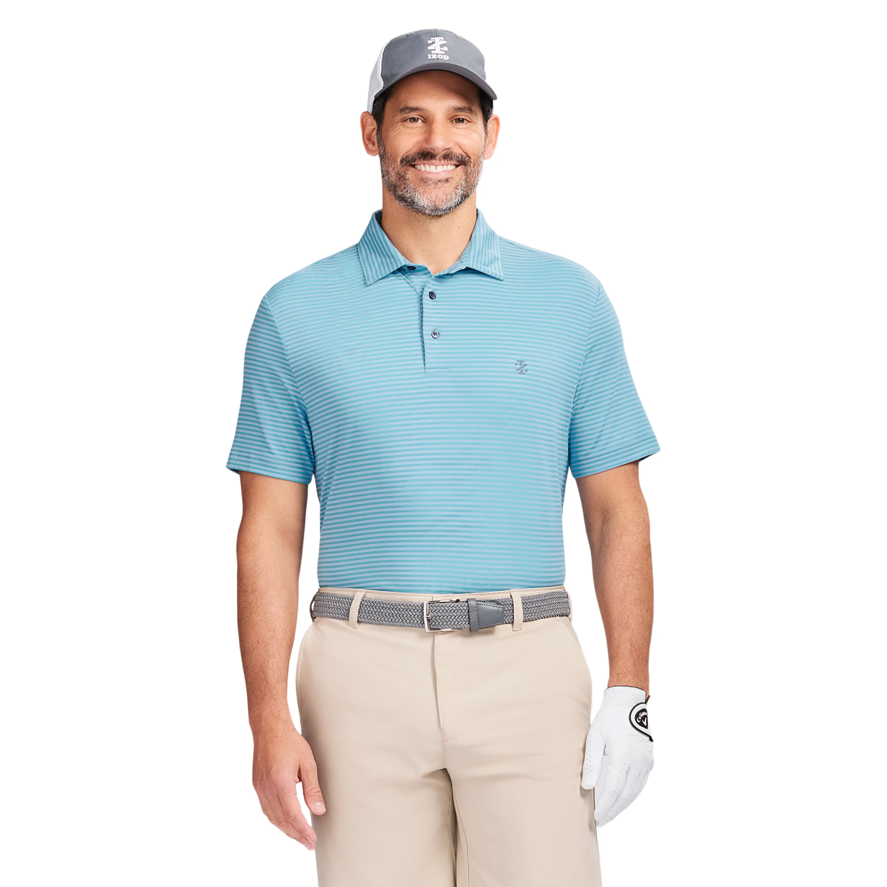 GOLF SWINGFLEX ELITE STRIPED POLO - TEAL