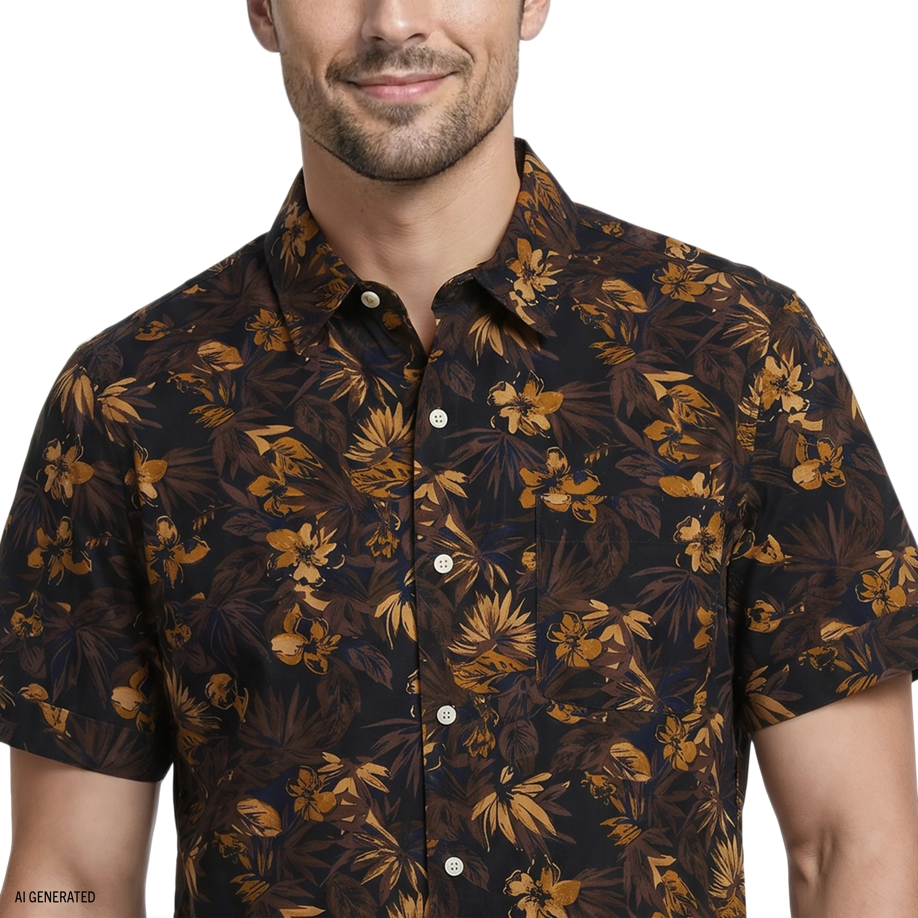 DOCKSIDE CHAMBRAY SHORT SLEEVE PRINTED BUTTON DOWN SHIRT - CAVIAR - Image 3