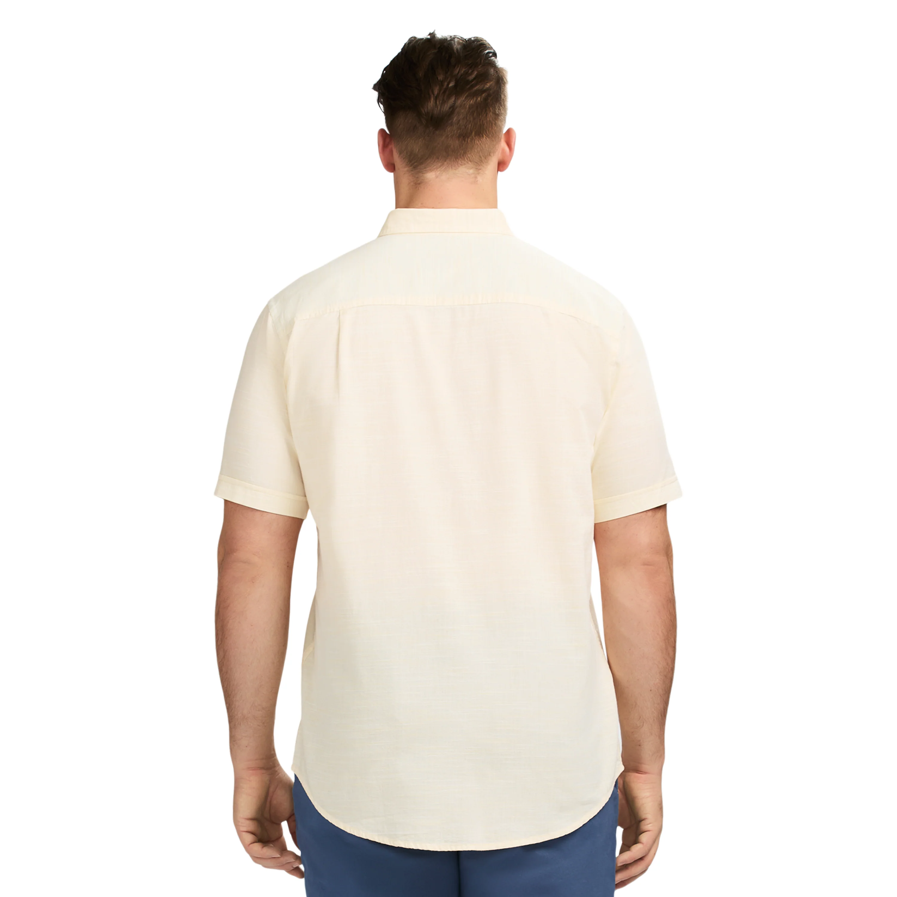 BIG & TALL DOCKSIDE CHAMBRAY S/S BUTTON-DOWN SHIRT- BANANA CREAM - Image 2
