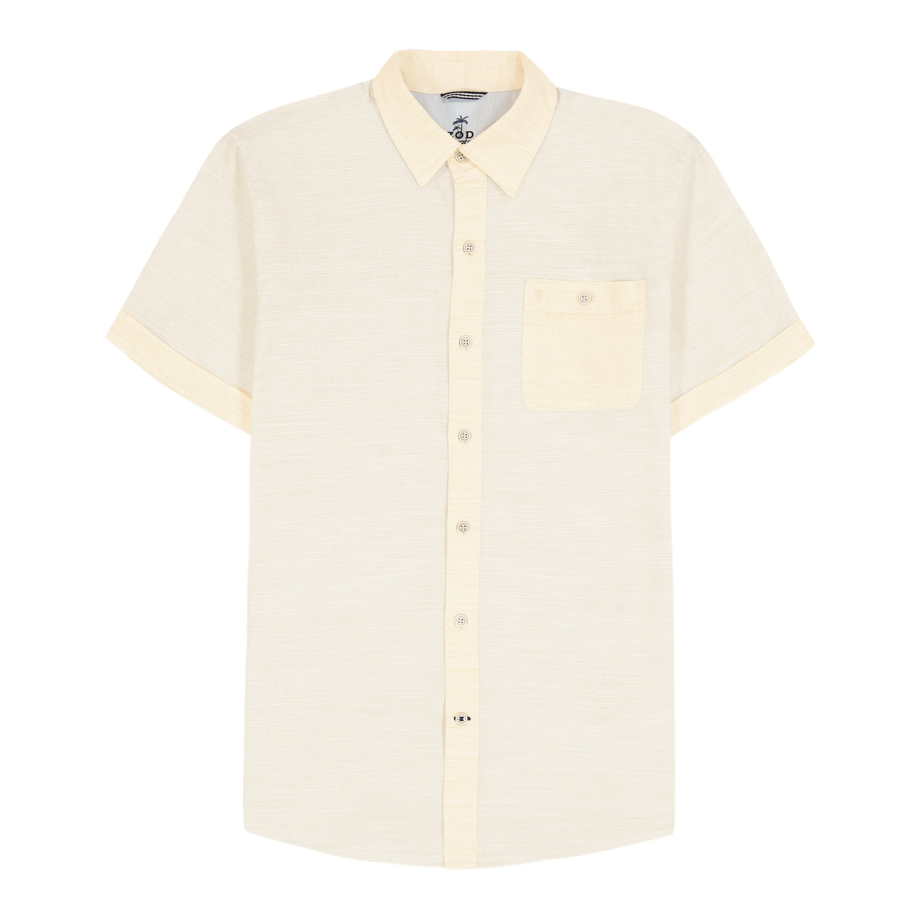 BIG & TALL DOCKSIDE CHAMBRAY S/S BUTTON-DOWN SHIRT- BANANA CREAM - Image 4