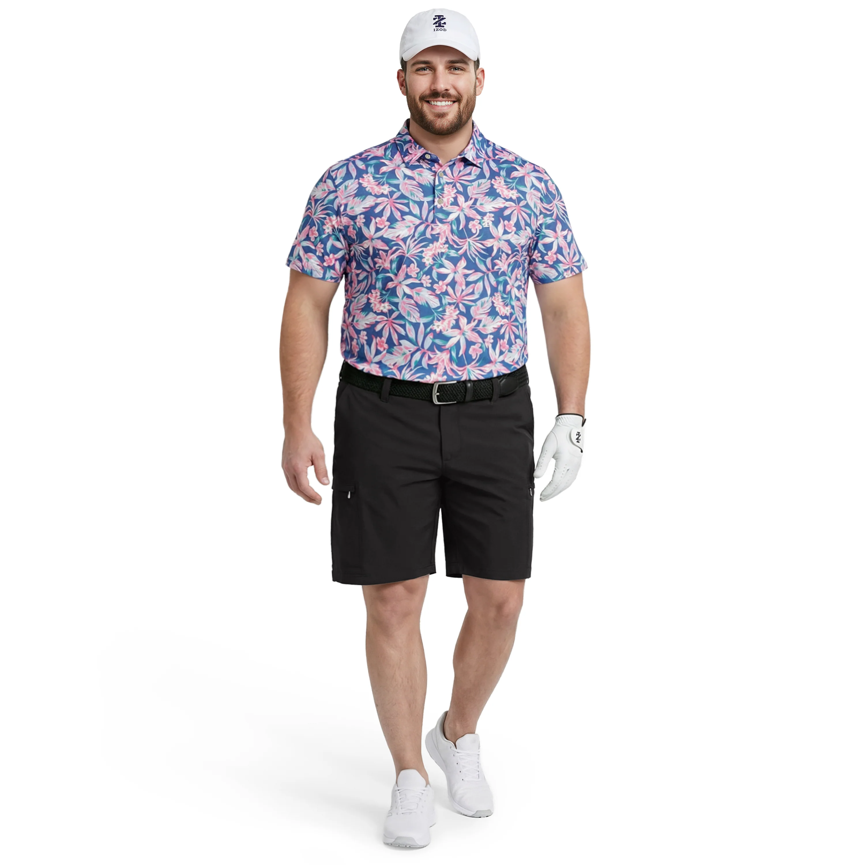 BIG & TALL GOLF SWINGFLEX ELITE PRINTED POLO - BRIGHT COBALT - Image 2