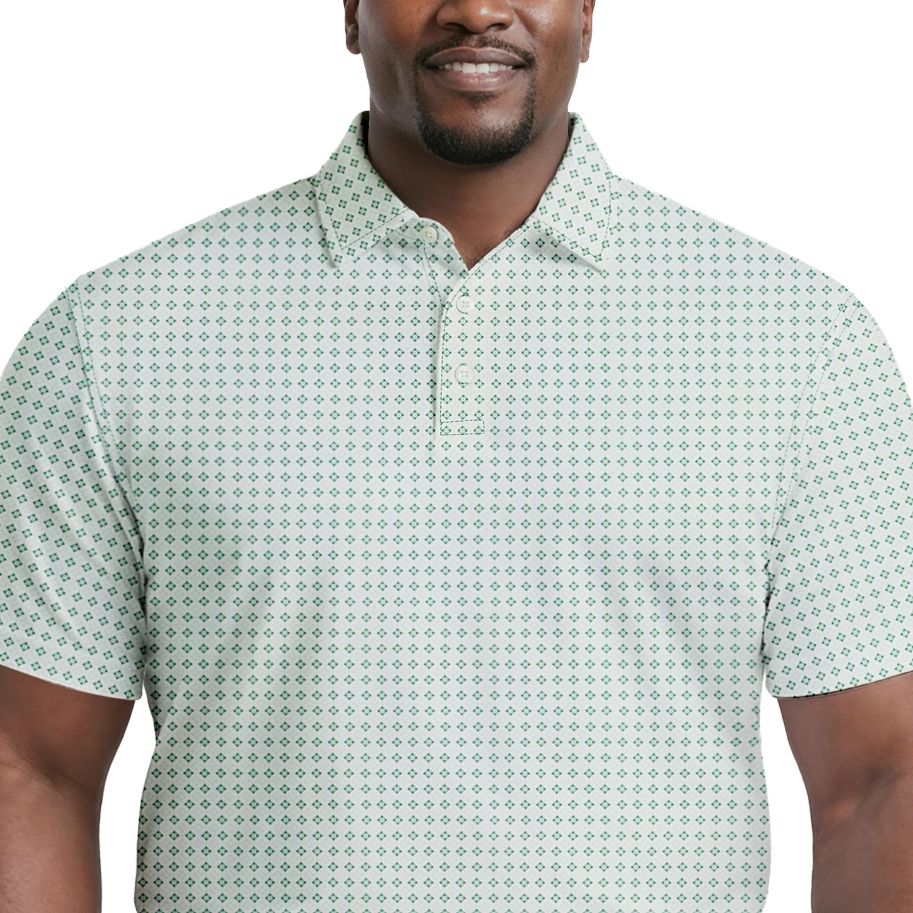 BIG & TALL GOLF SWINGFLEX ELITE PRINTED POLO - WHITE - Image 3