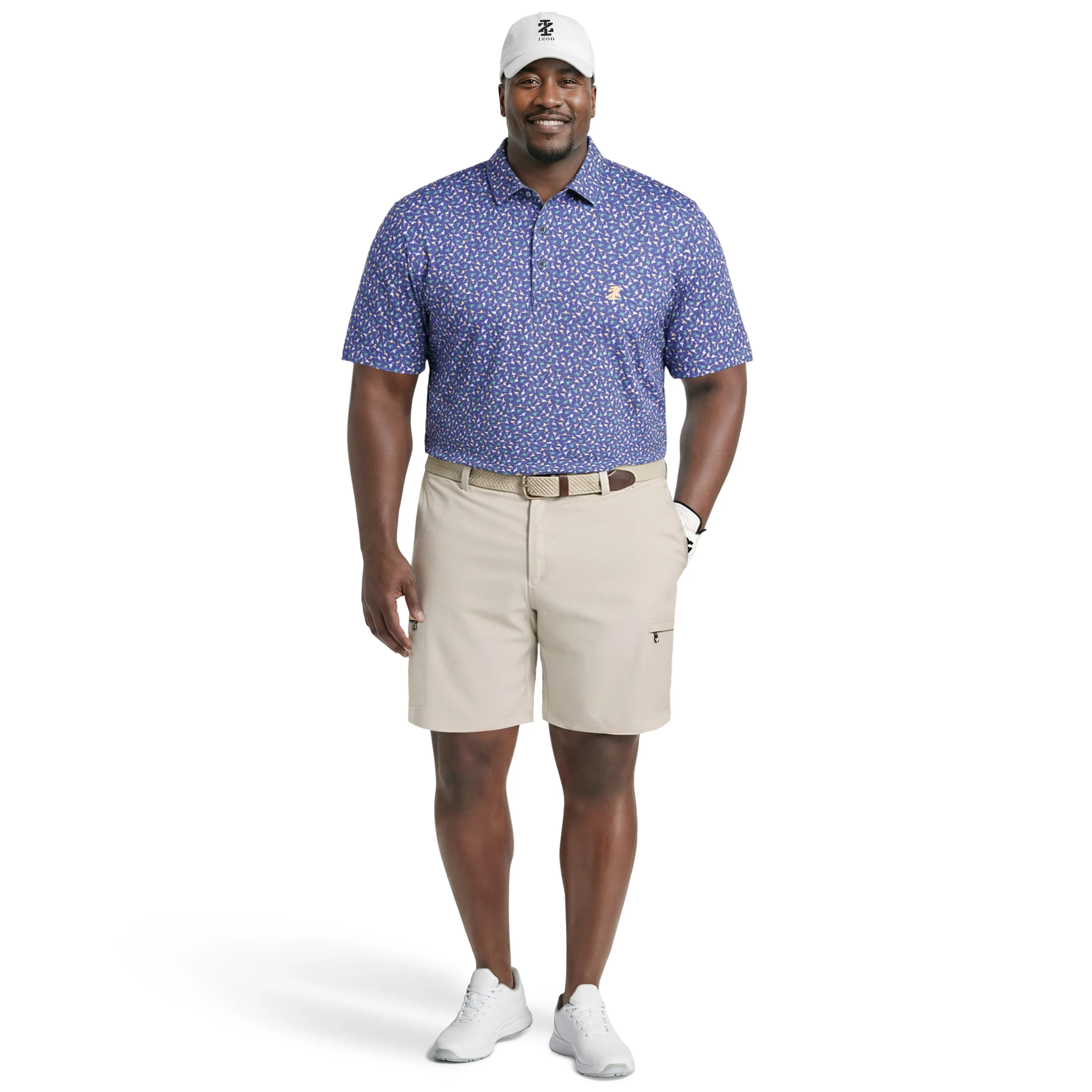 BIG & TALL GOLF SWINGFLEX ELITE PRINTED POLO - MEDIEVAL BLUE - Image 2