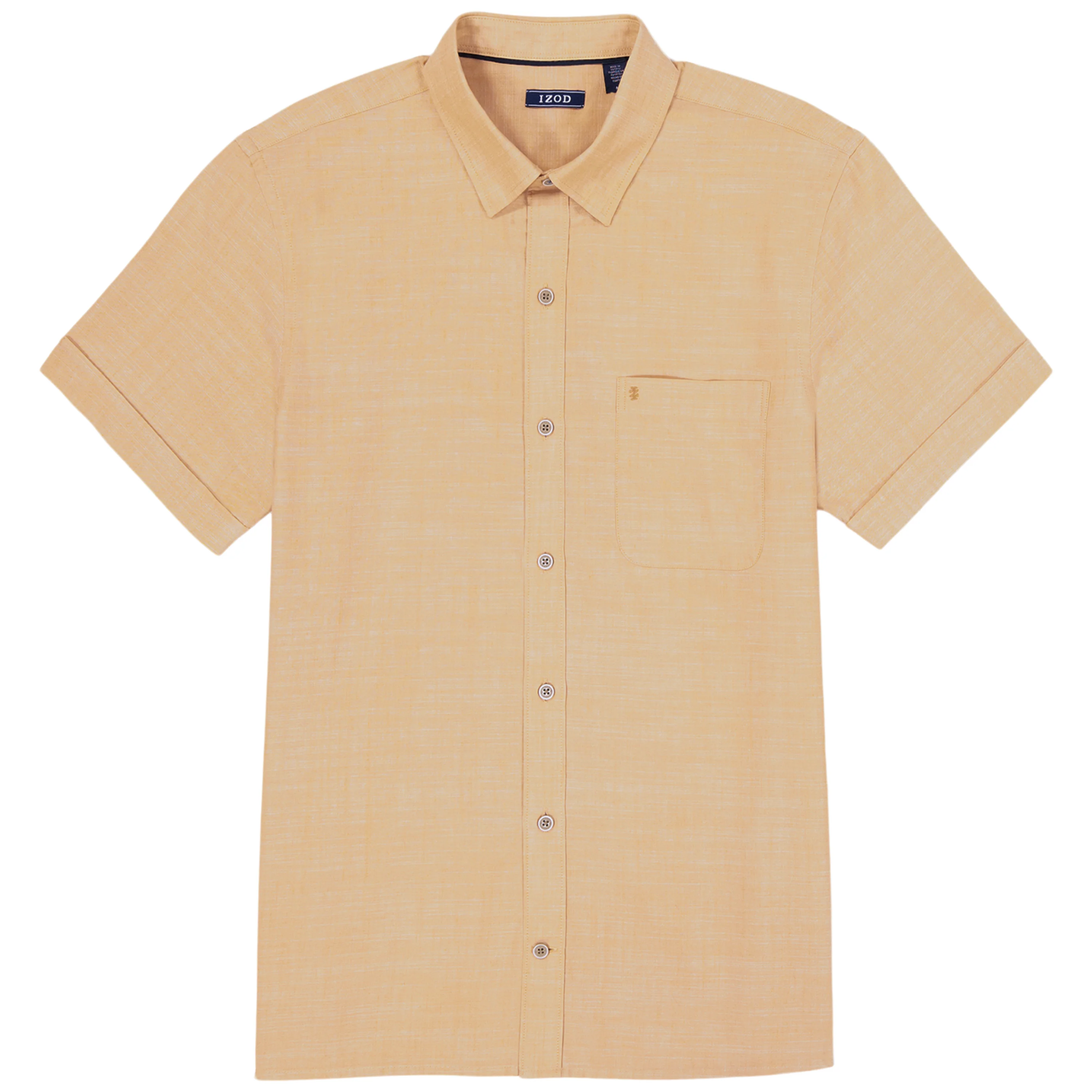 LUXURY SHORT SLEEVE BUTTON DOWN SHIRT - OAK BUFF - Image 4