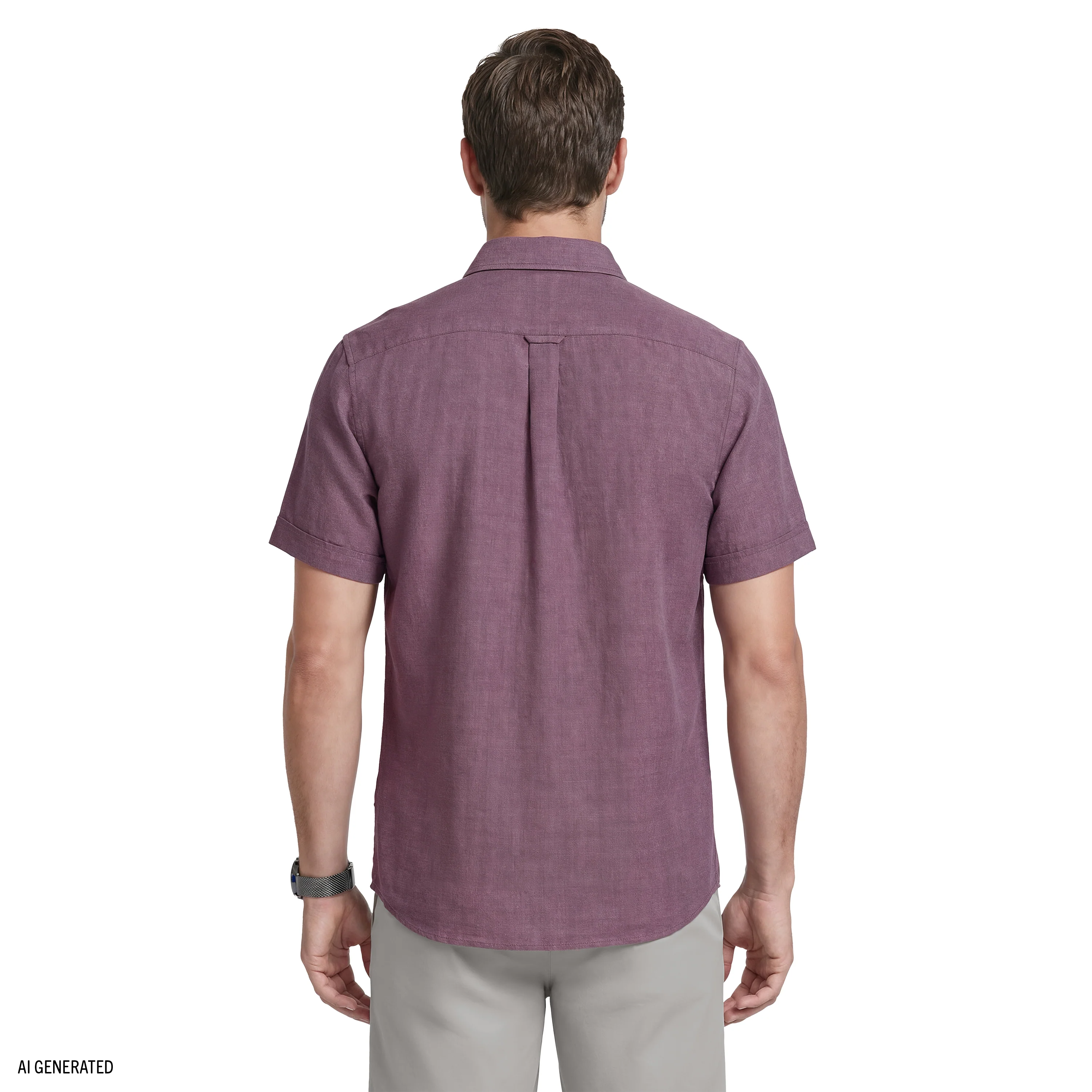 LUXURY SHORT SLEEVE BUTTON DOWN SHIRT - NIGHTSHADE - Image 4
