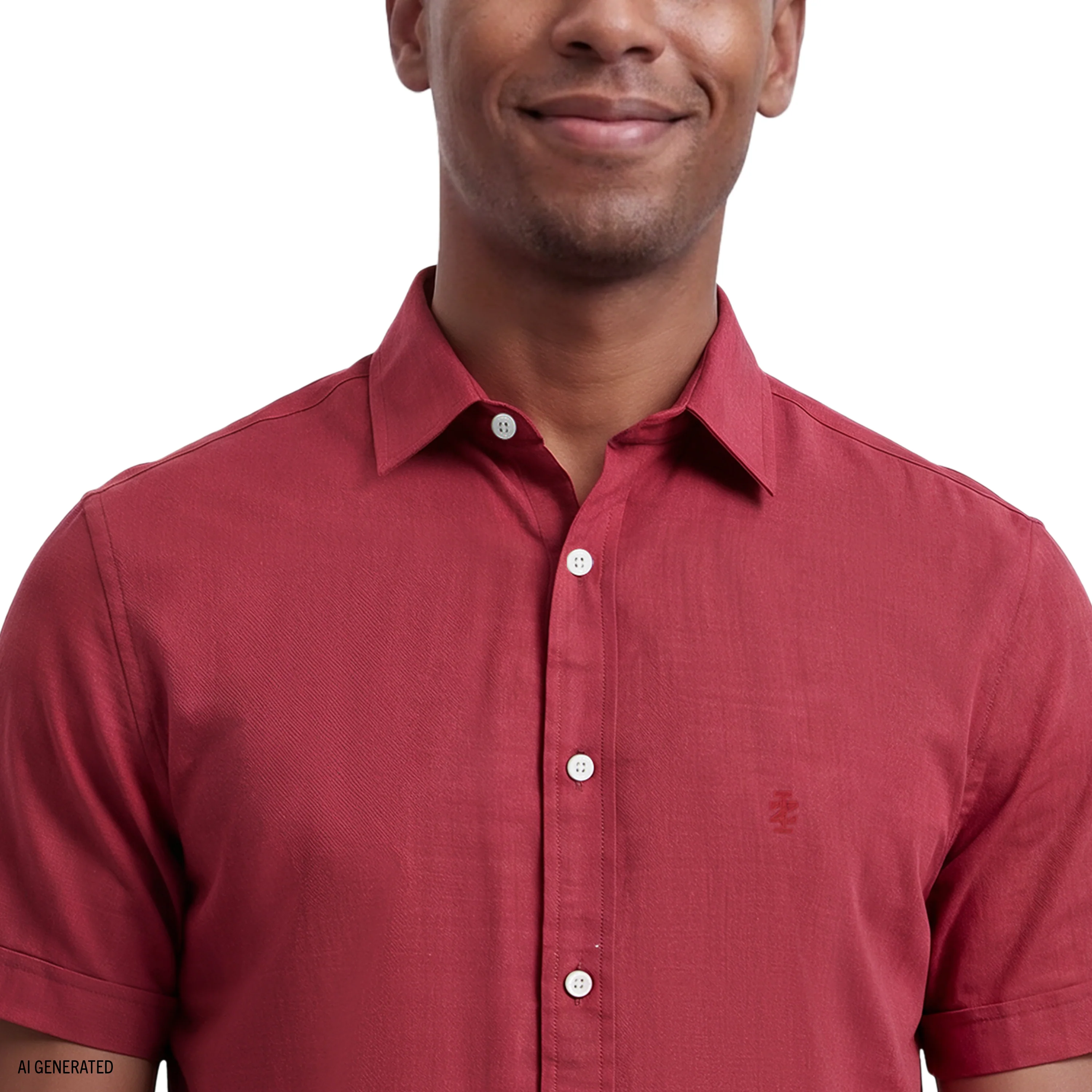 LUXURY SHORT SLEEVE BUTTON DOWN SHIRT - ZINFANDEL - Image 3