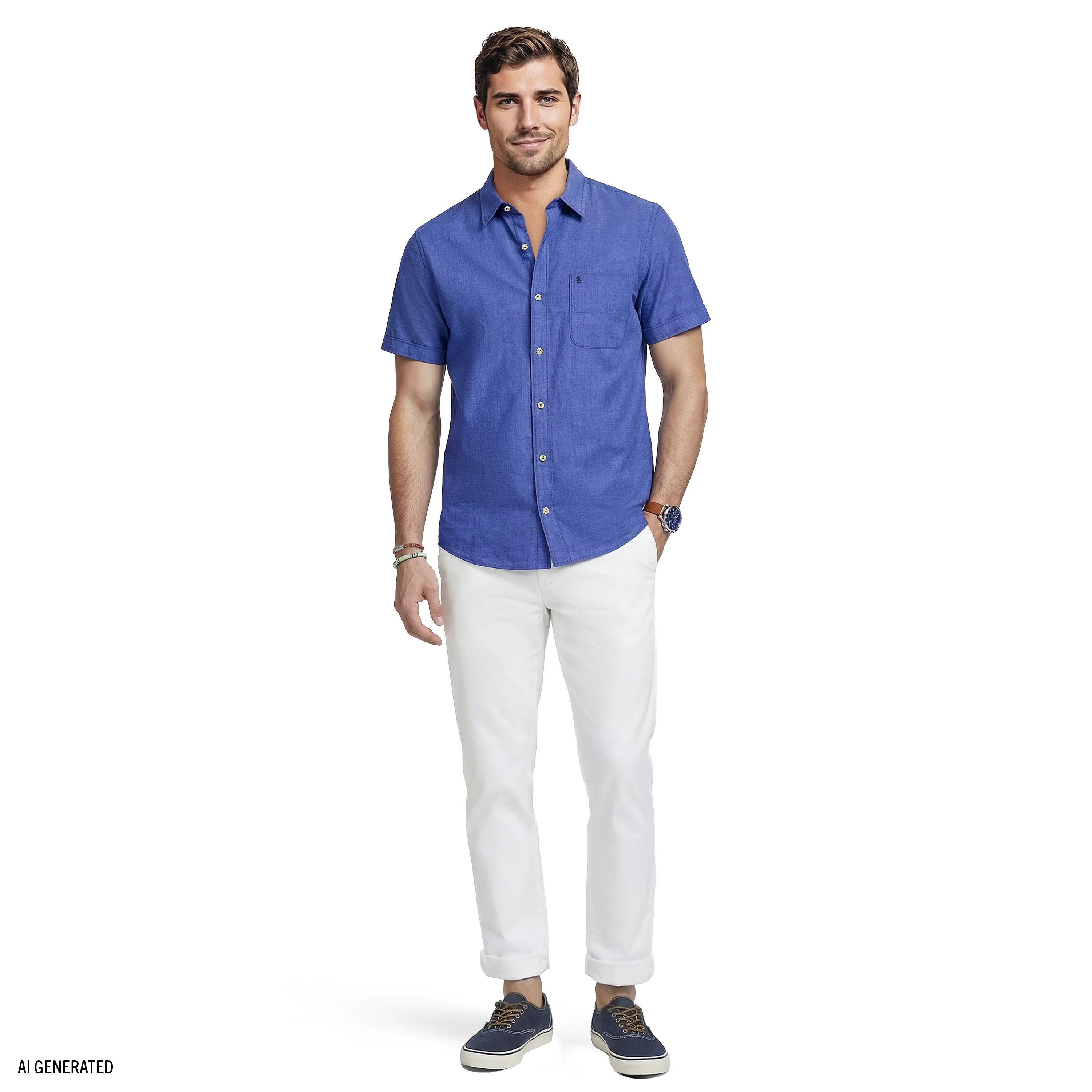 LUXURY S/S BUTTON-DOWN SHIRT - MEDIEVAL BLUE - Image 2