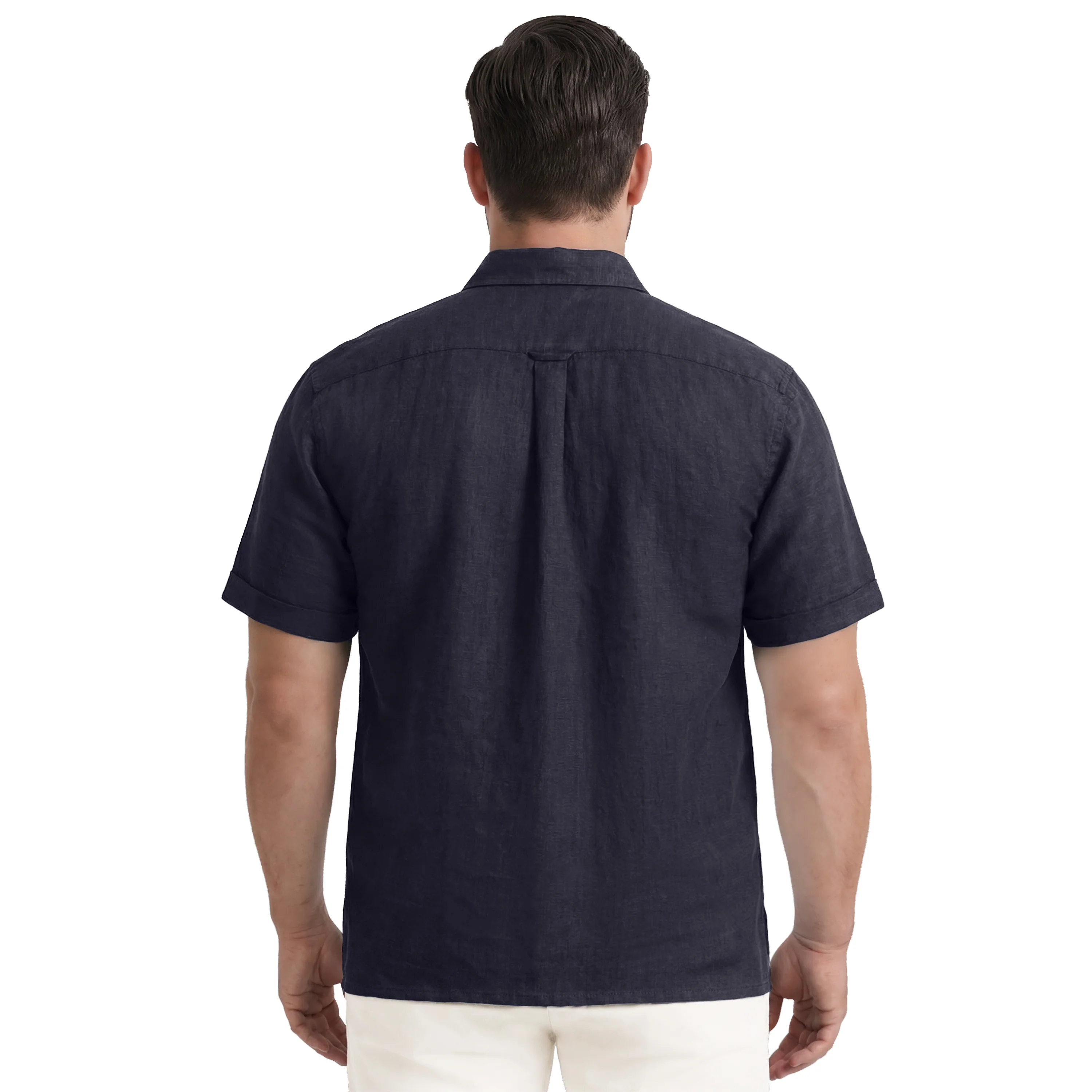 BIG & TALL LUXURY S/S BUTTON-DOWN SHIRT - BLACK - Image 4