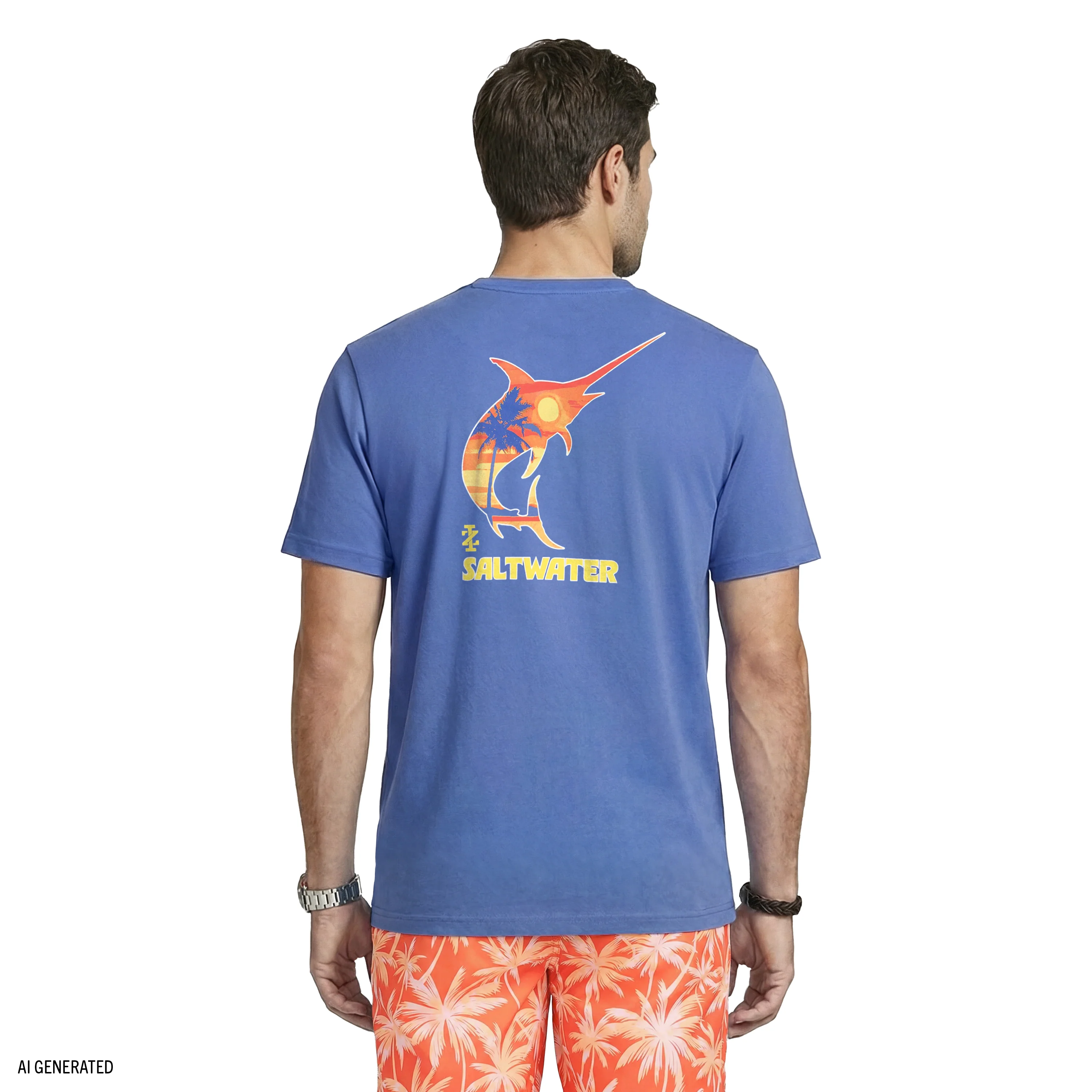 SALTWATER FISHING GEAR S/S GRAPHIC TEE - TRUE NAVY - Image 2