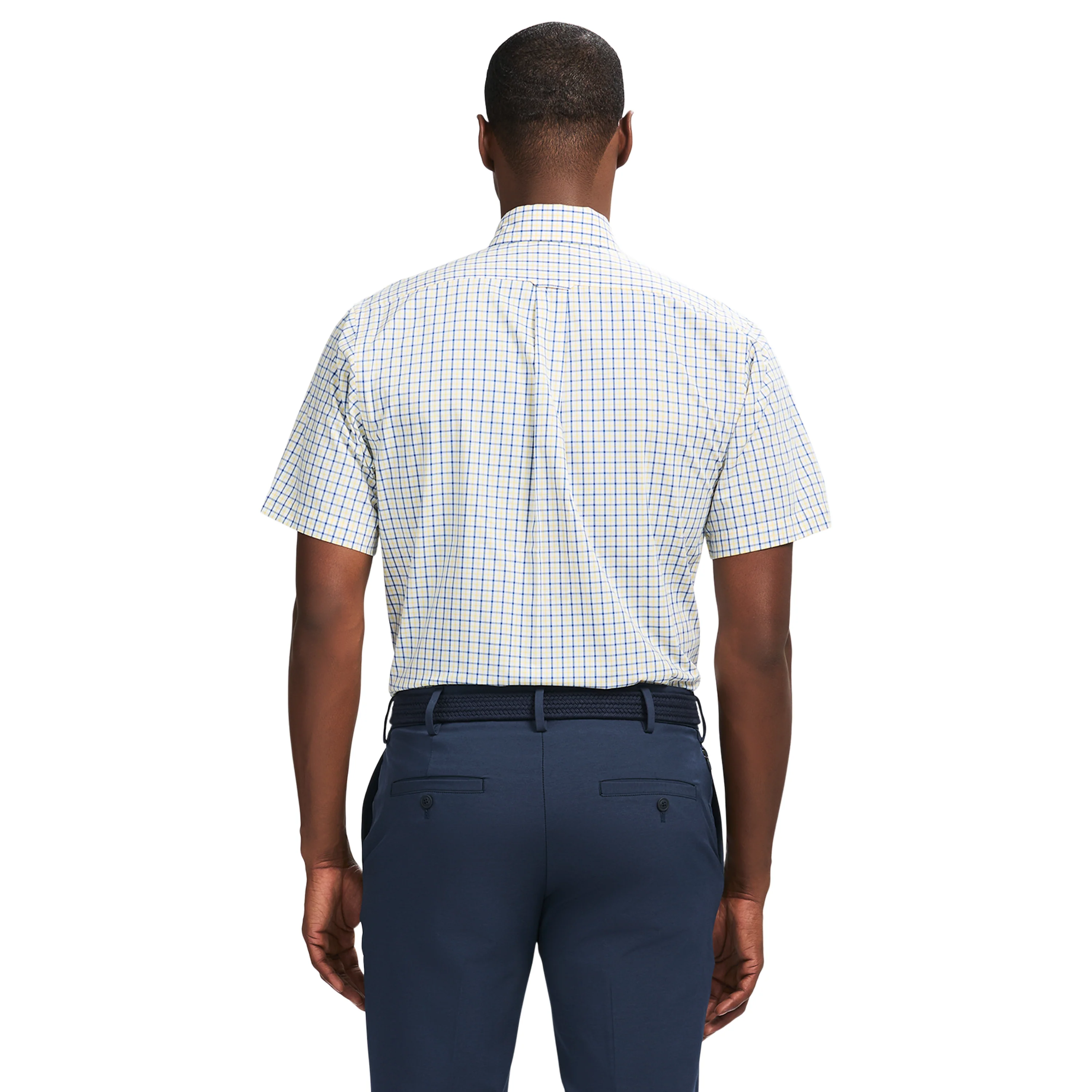 ALL-OVER STRETCH S/S PLAID BUTTON-DOWN DRESS SHIRT - LEMON DROP - Image 4