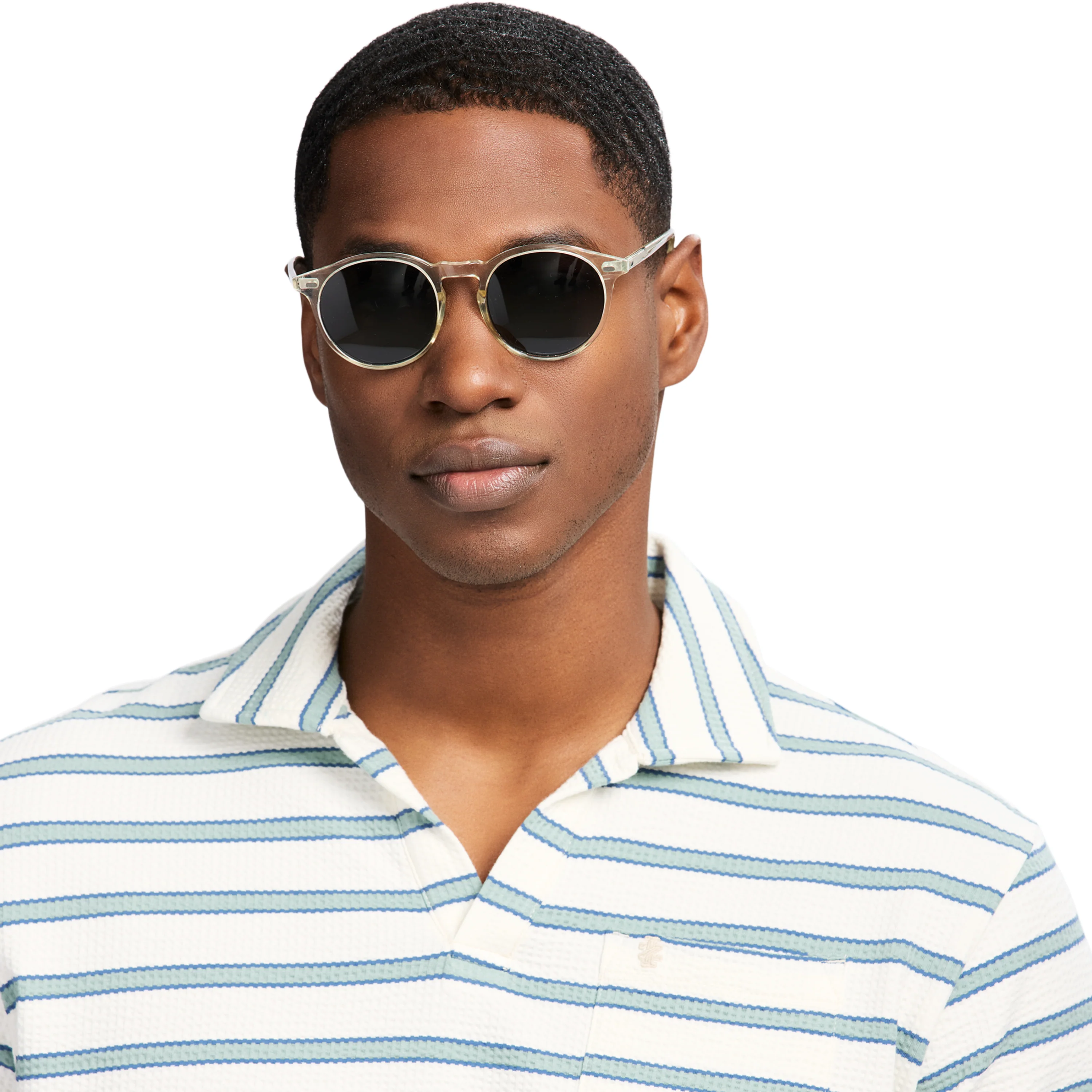 JOHNNY COLLAR TEXTURED KNIT POLO - EGRET - Image 4