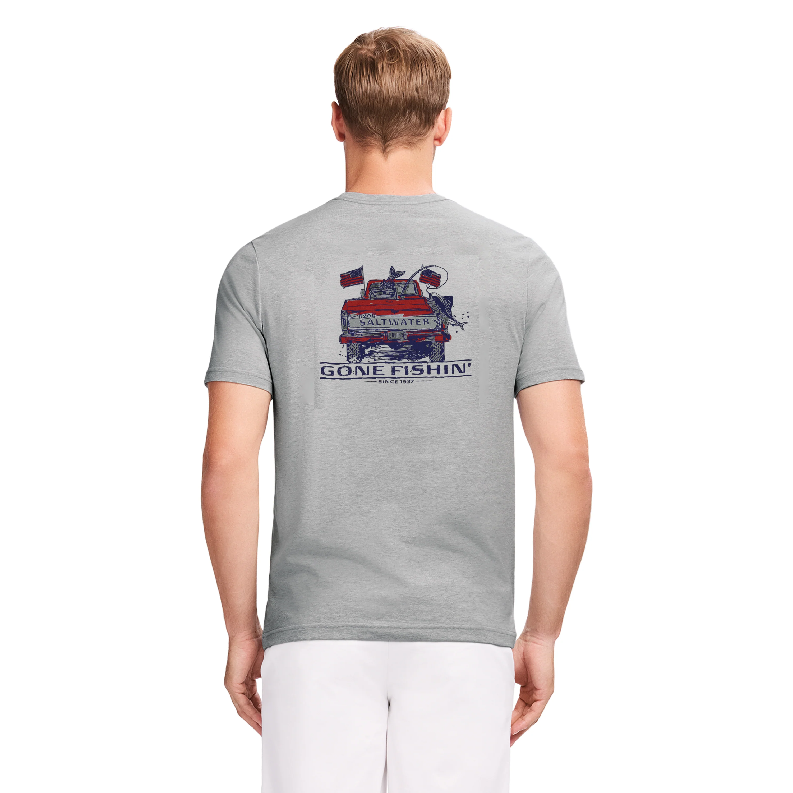 SALTWATER SHORT SLEEVE GRAPHIC TEE - LT GREY HTHR - Image 2