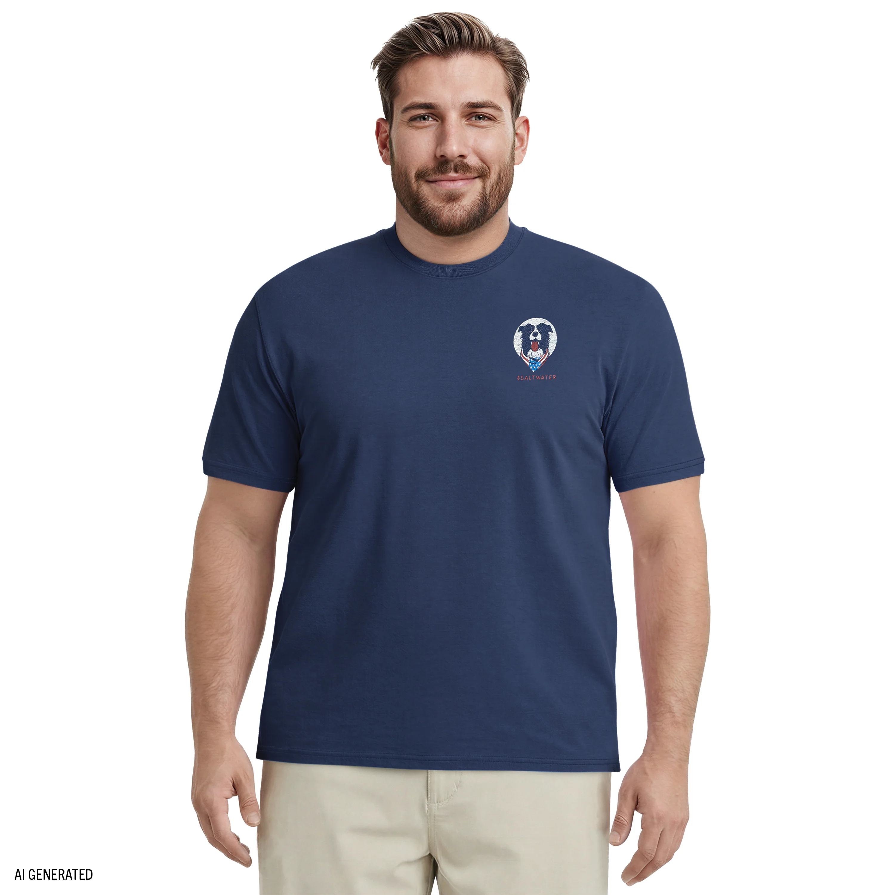 BIG & TALL SALTWATER SHORT SLEEVE GRAPHIC TEE - MEDIEVAL BLUE