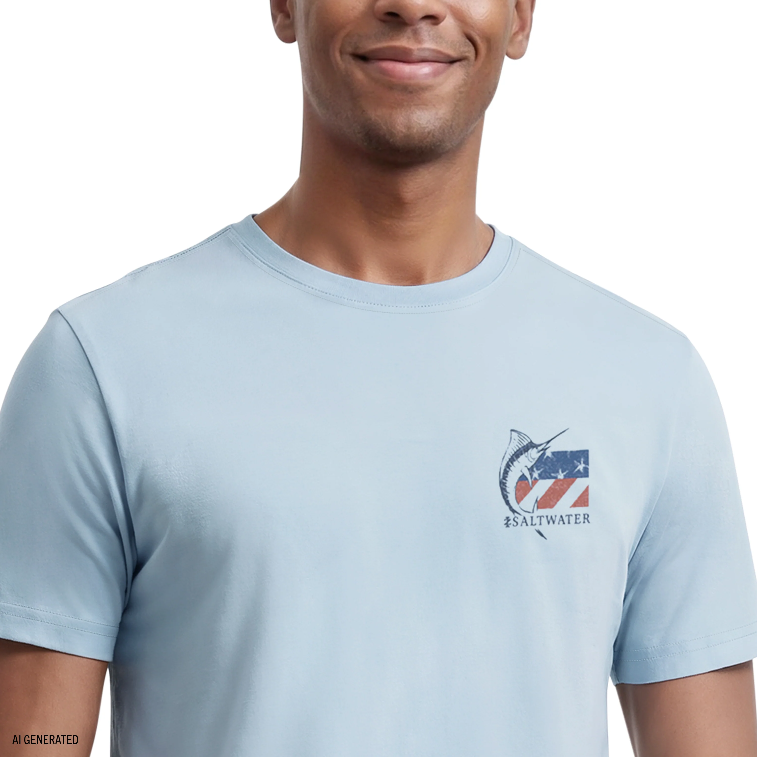 SALTWATER SHORT SLEEVE GRAPHIC TEE - CHAMBRAY BLUE - Image 4