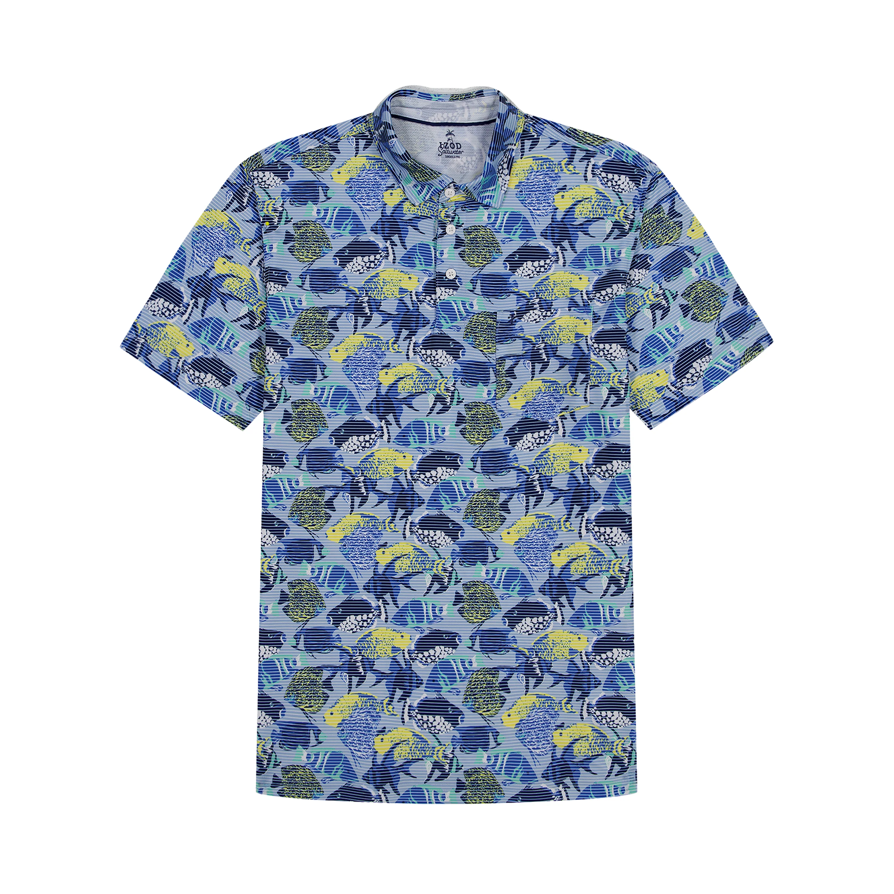 SUNSHIELD PERFORMANCE S/S PRINTED POLO - CHAMBRAY BLUE - Image 5