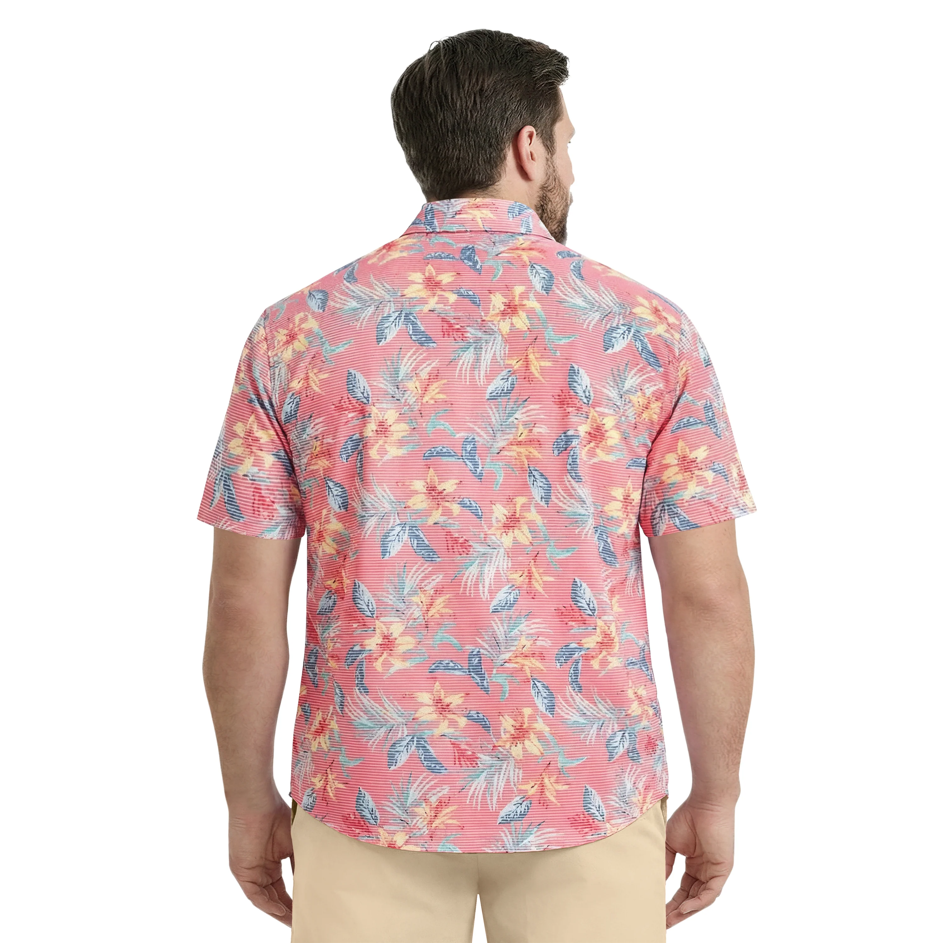 BIG & TALL SUNSHIELD PERFORMANCE S/S PRINTED POLO - ROSE OF SHARON - Image 4
