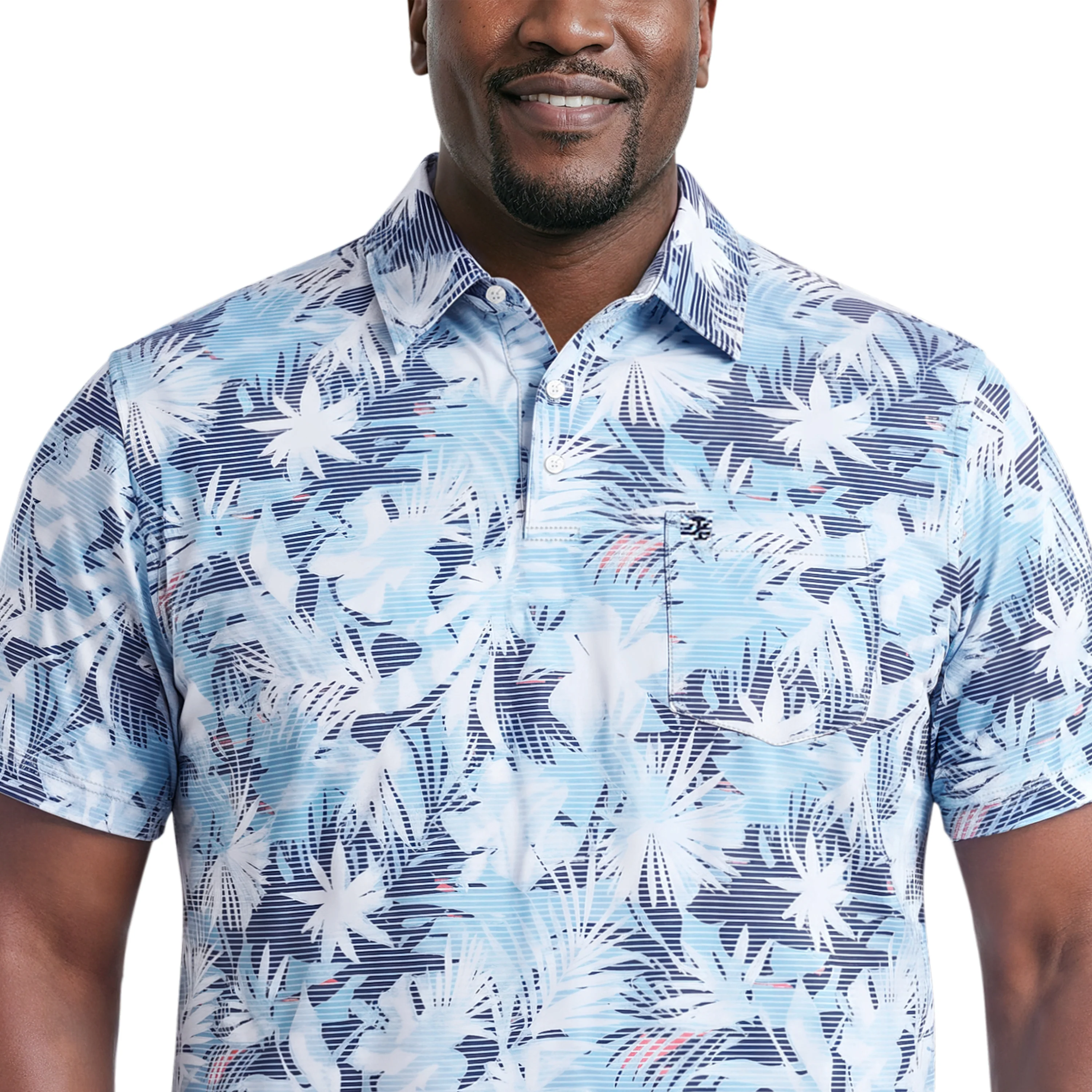 BIG & TALL SUNSHIELD PERFORMANCE S/S PRINTED POLO - AQUARIUS - Image 3