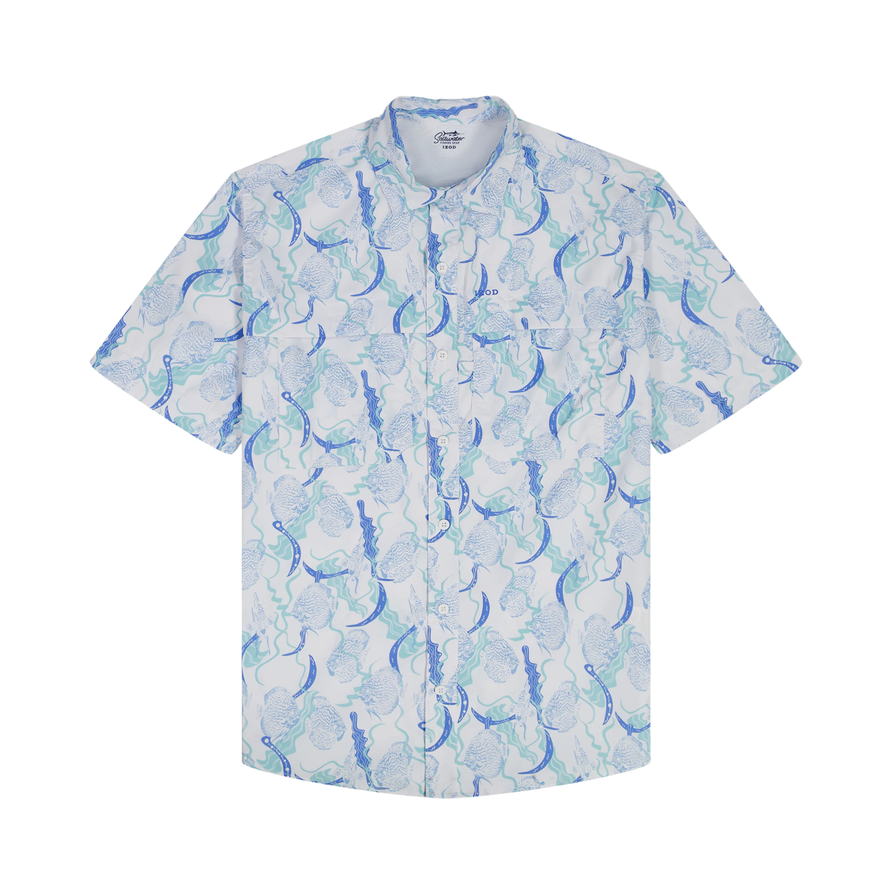 SUNSHIELD PERFORMANCE S/S PRINTED BUTTON-DOWN SHIRT - BRIGHT WHITE - Image 5