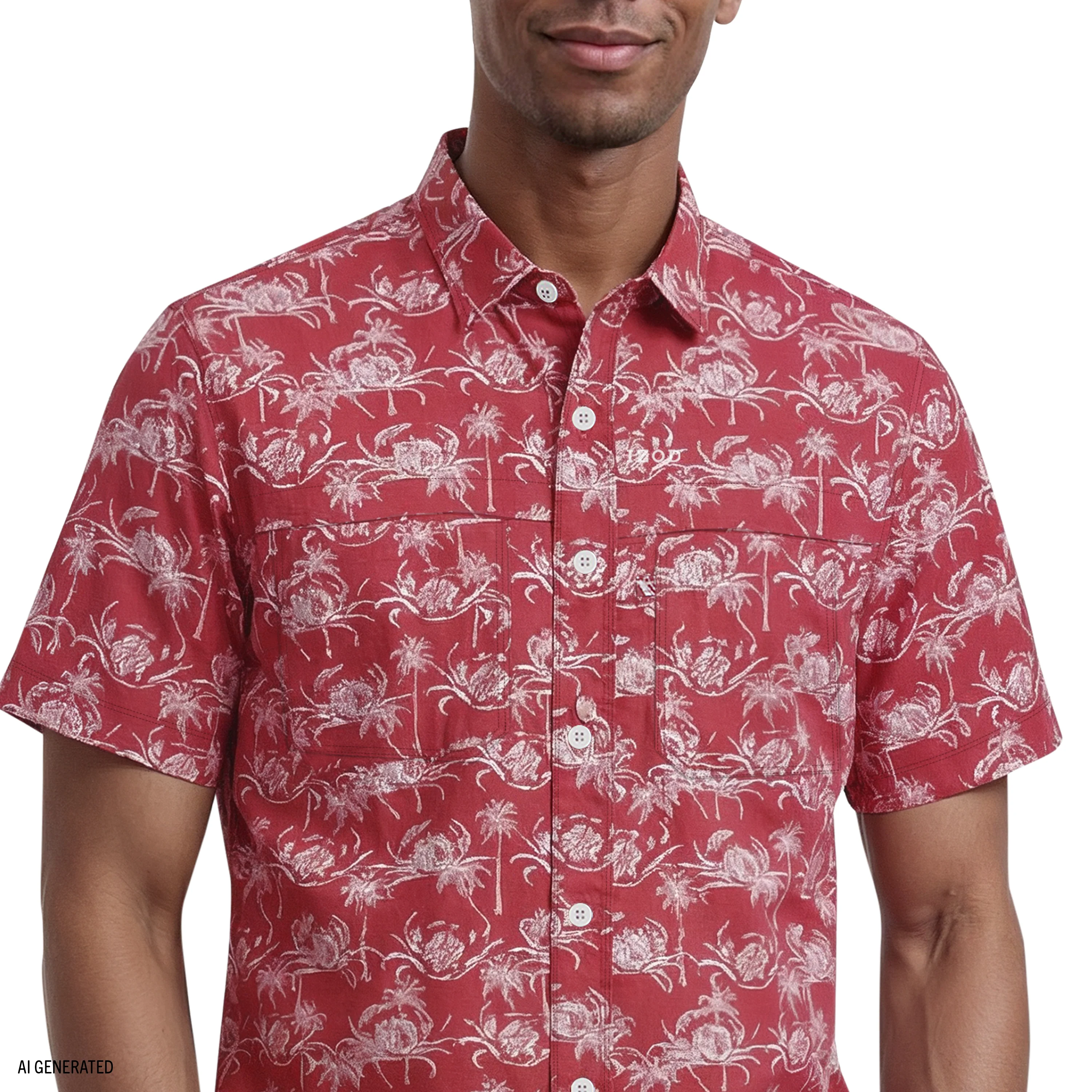 SUNSHIELD PERFORMANCE S/S PRINTED BUTTON-DOWN SHIRT - HOLLY BERRY - Image 3