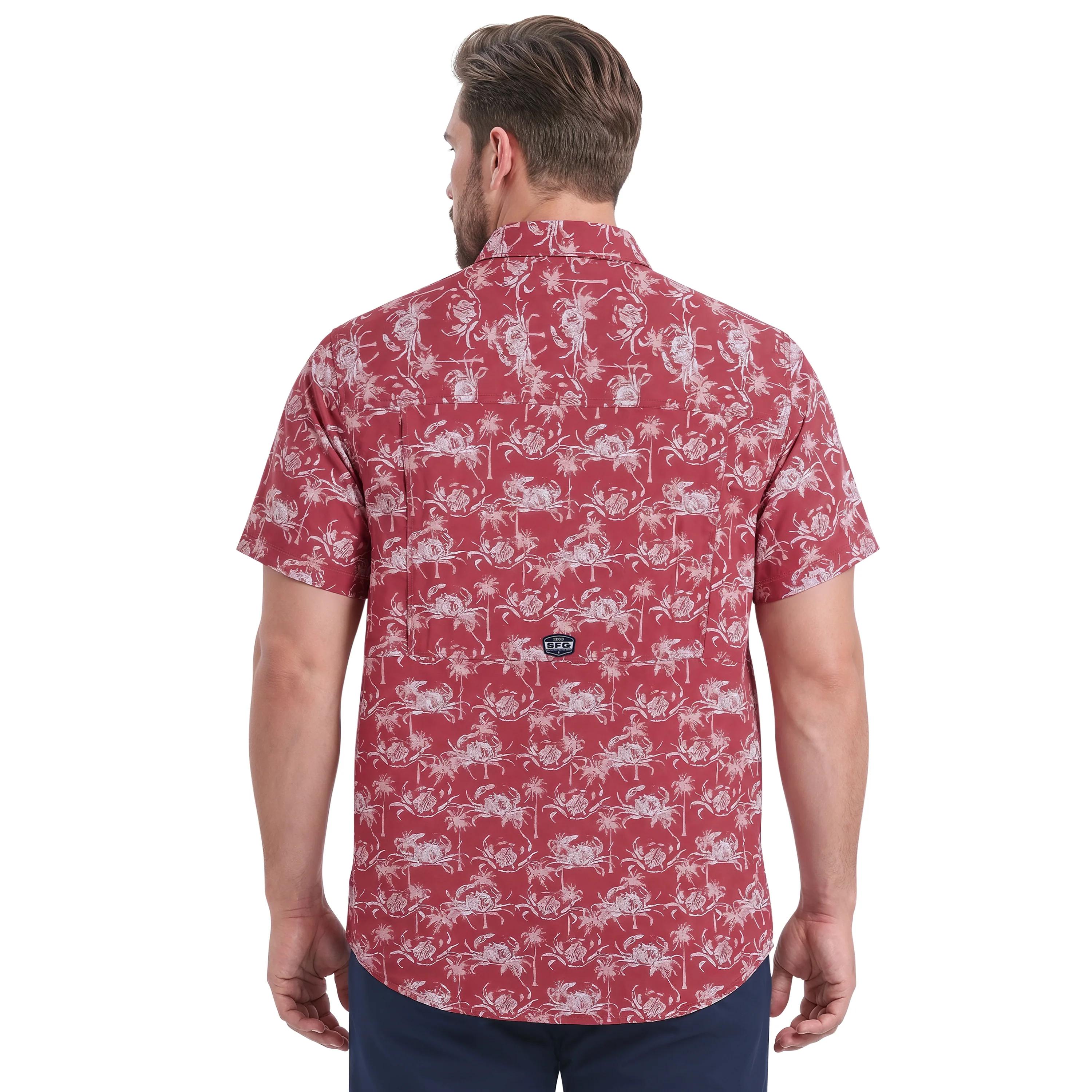 BIG & TALL SUNSHIELD PERFORMANCE S/S PRINTED BUTTON-DOWN SHIRT - HOLLY BERRY - Image 4