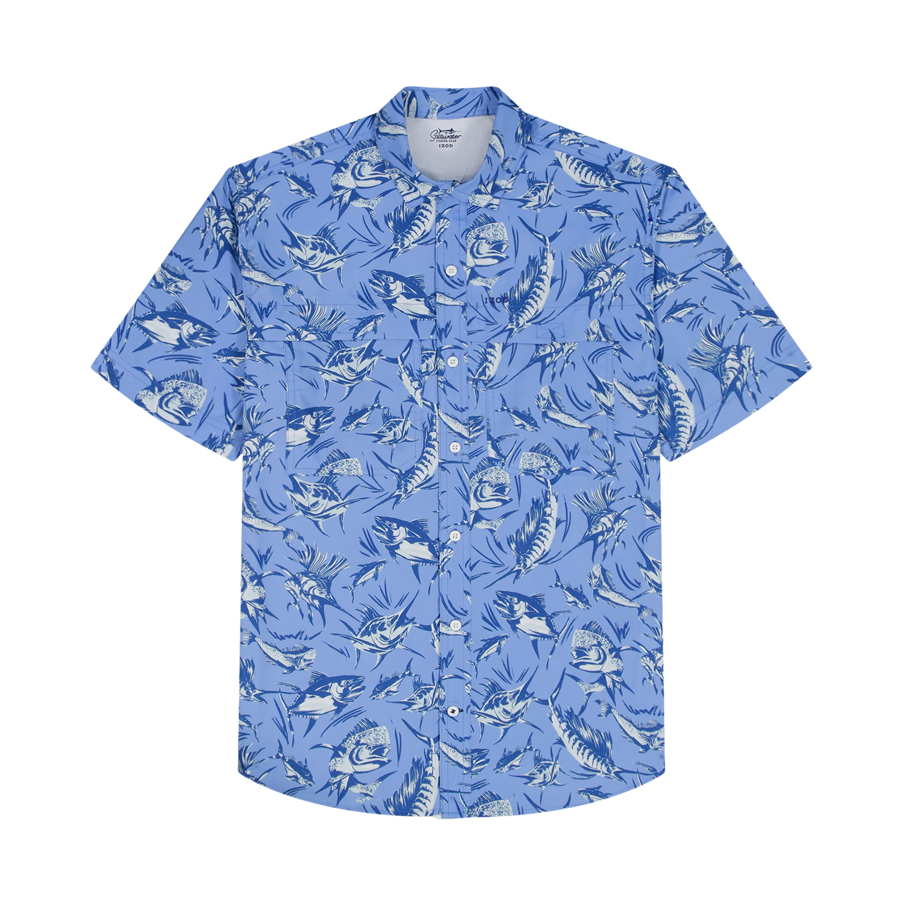 SUNSHIELD PERFORMANCE S/S PRINTED BUTTON-DOWN SHIRT - CORNFLOWER BLUE - Image 5