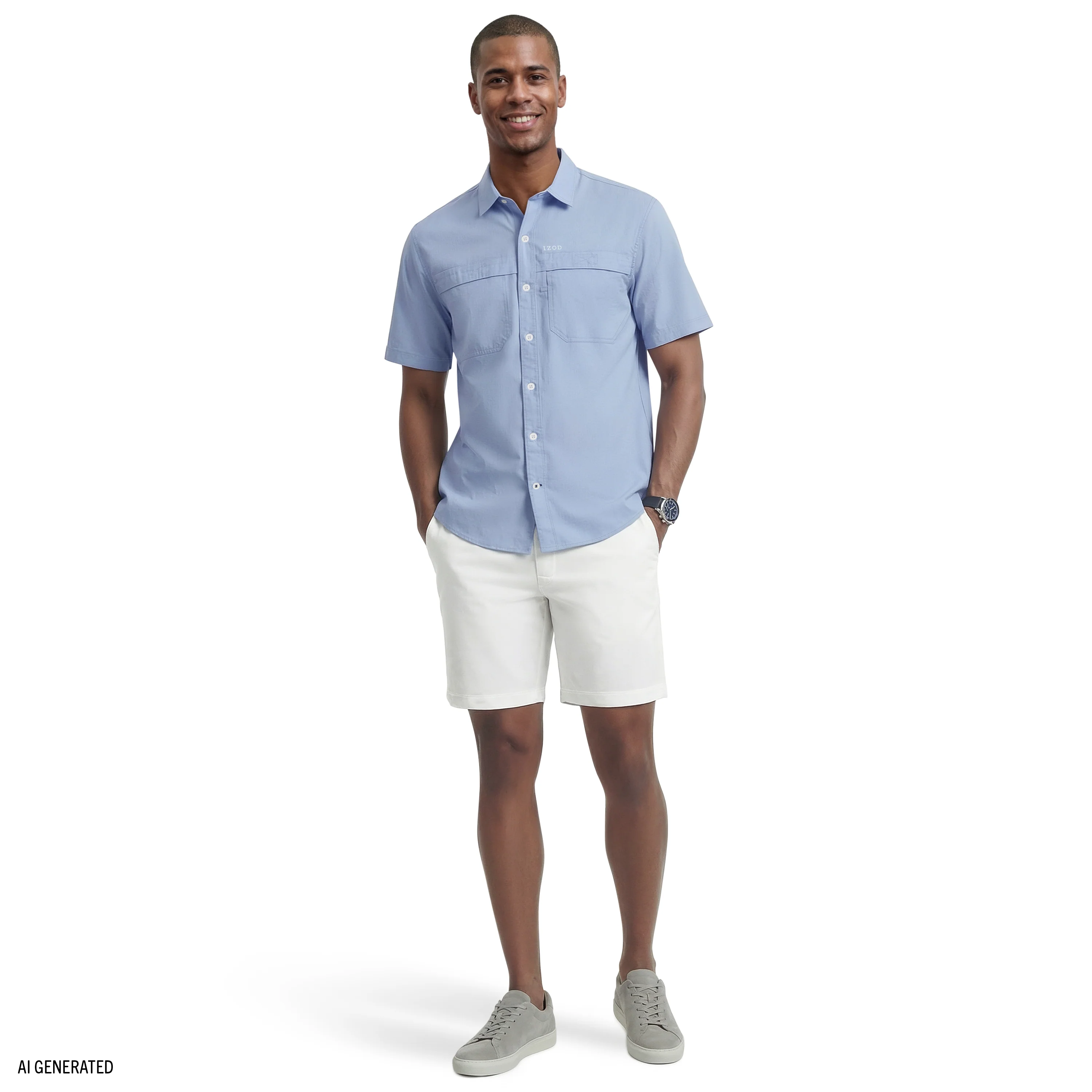 SUNSHIELD PERFORMANCE S/S BUTTON-DOWN SHIRT - CHAMBRAY BLUE - Image 2