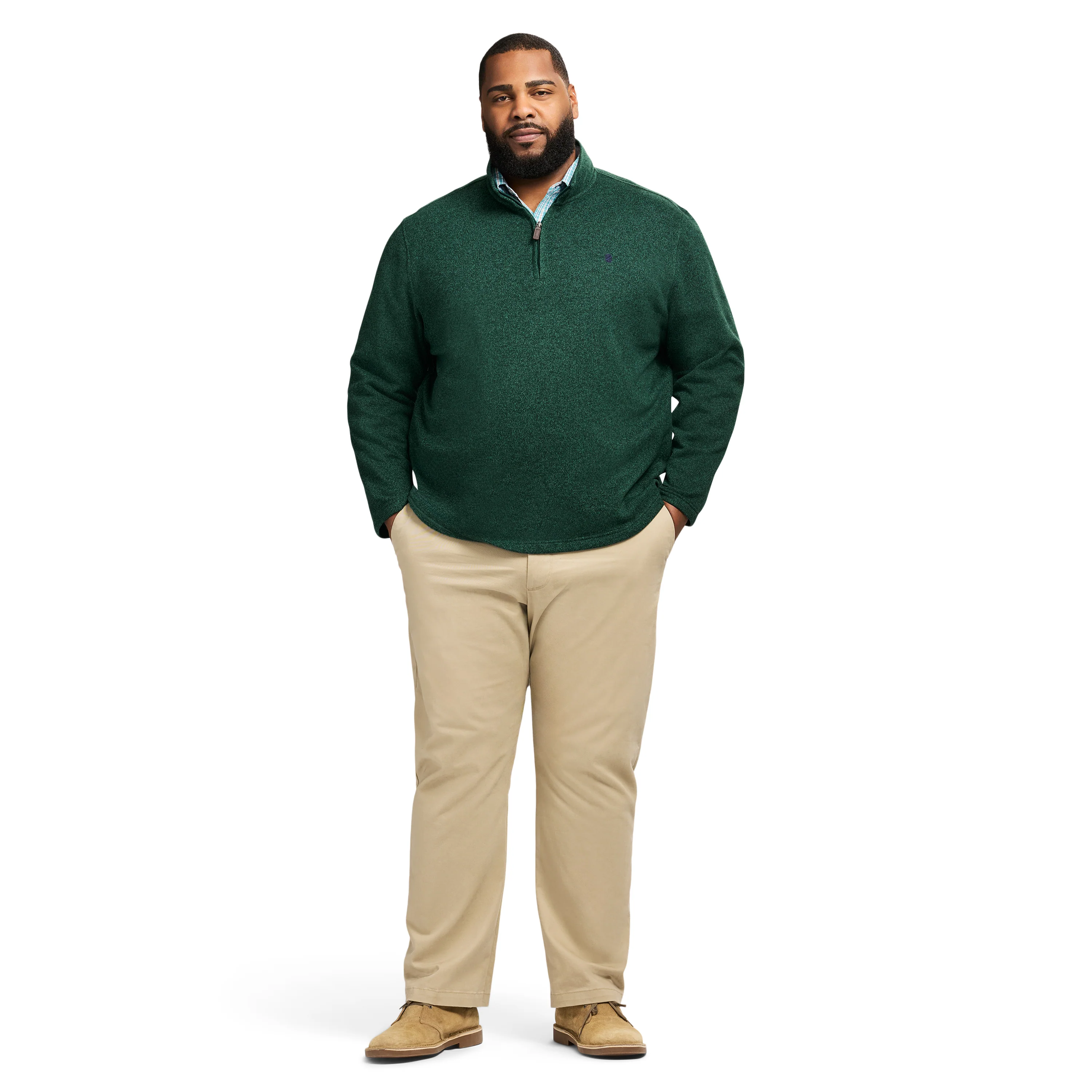 BIG & TALL THERMASOFT 1/4 ZIP FLEECE - RAIN FOREST - Image 2