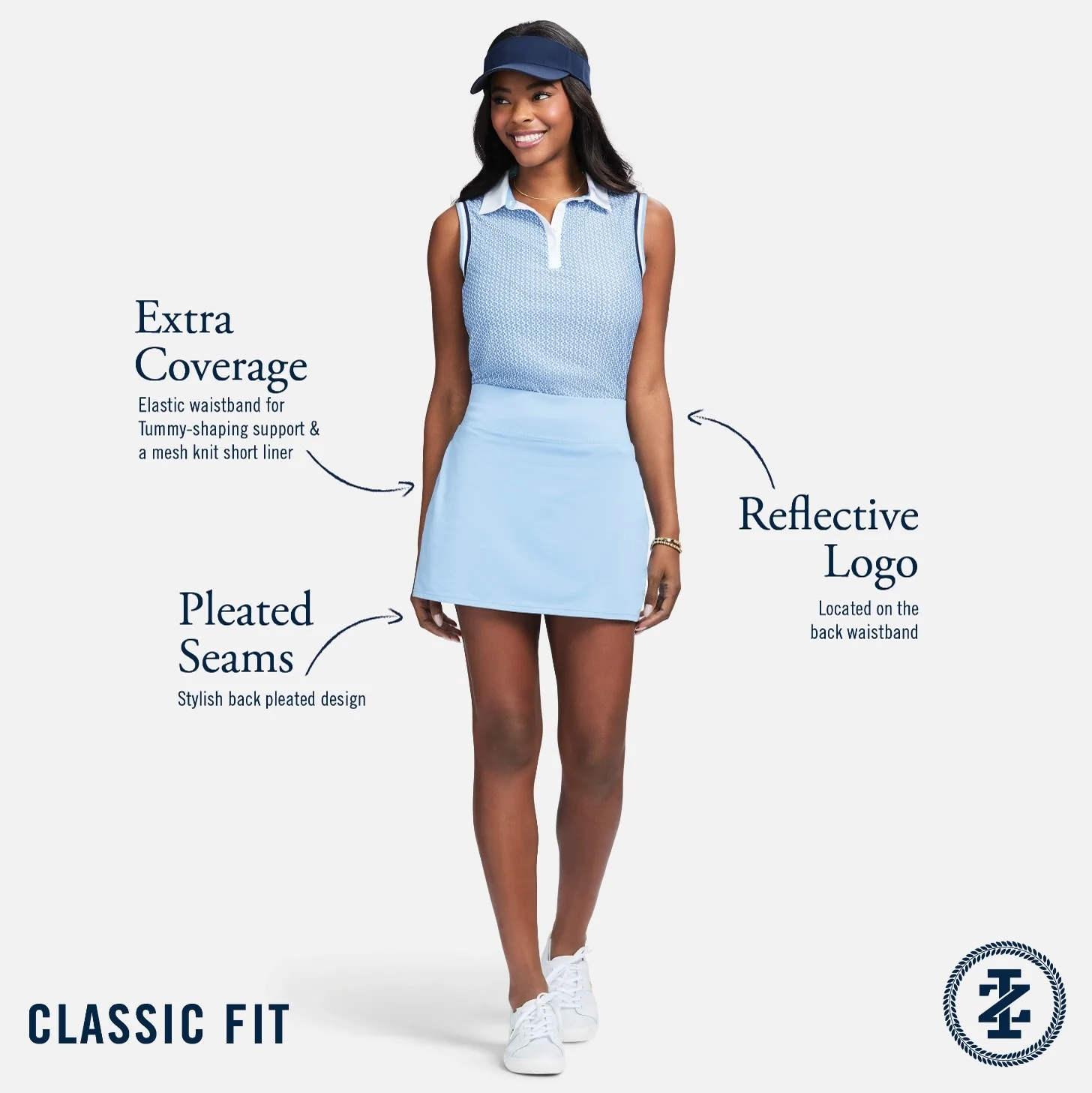 VENUS PLEATED BACK SKORT - POWDER BLUE - Image 4